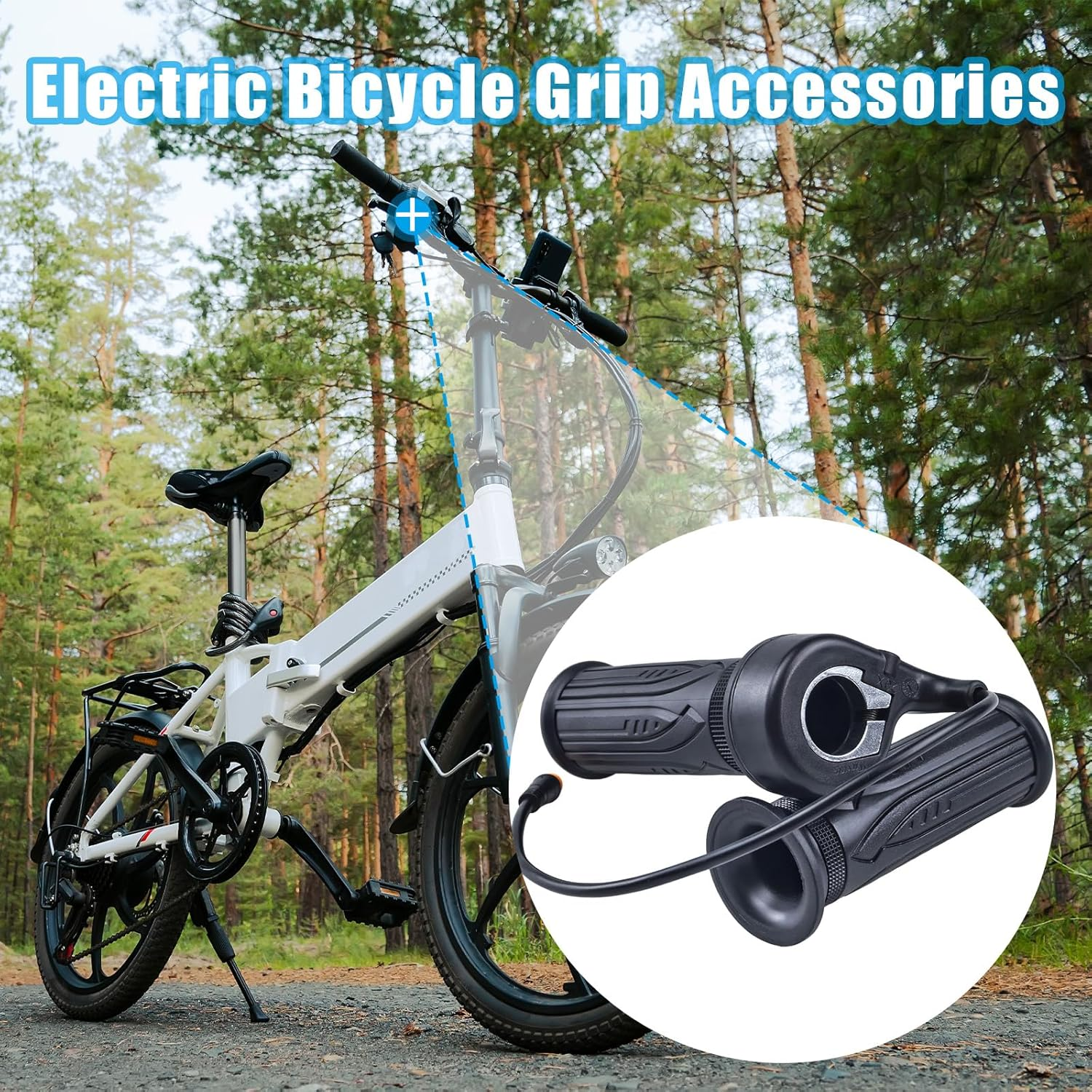 Electric Bicycle Throttle Handle, 20X Full Half Twist Ebike Throttle Grip Electric Bicycle Scooter Twist Handlebar with Waterproof Plug for Ebike image number 1