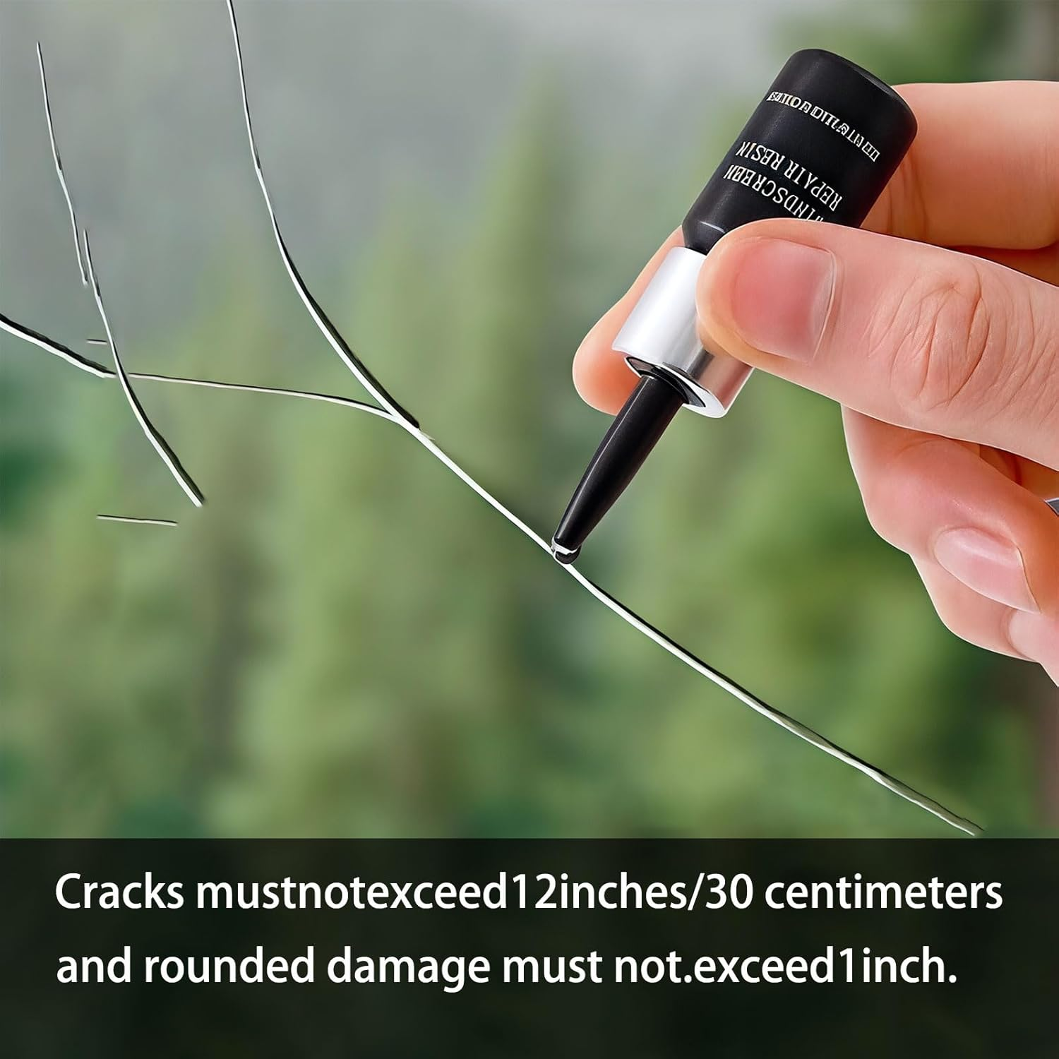 Windshield Repair Kit, Diy Glass Crack Repair Liquid, Scratch Repair Resin Kit, for Bullseye, Half-Moon, Spider Web, Star and Long Line Cracks - Containing Resin, Syringe, Curing Film