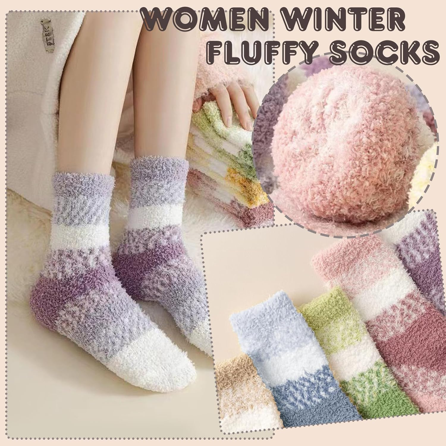 3 Pairs Women'S Fluffy Fuzzy Winter Warm Socks Soft Cozy Plush Slipper Socks for Cold Weather