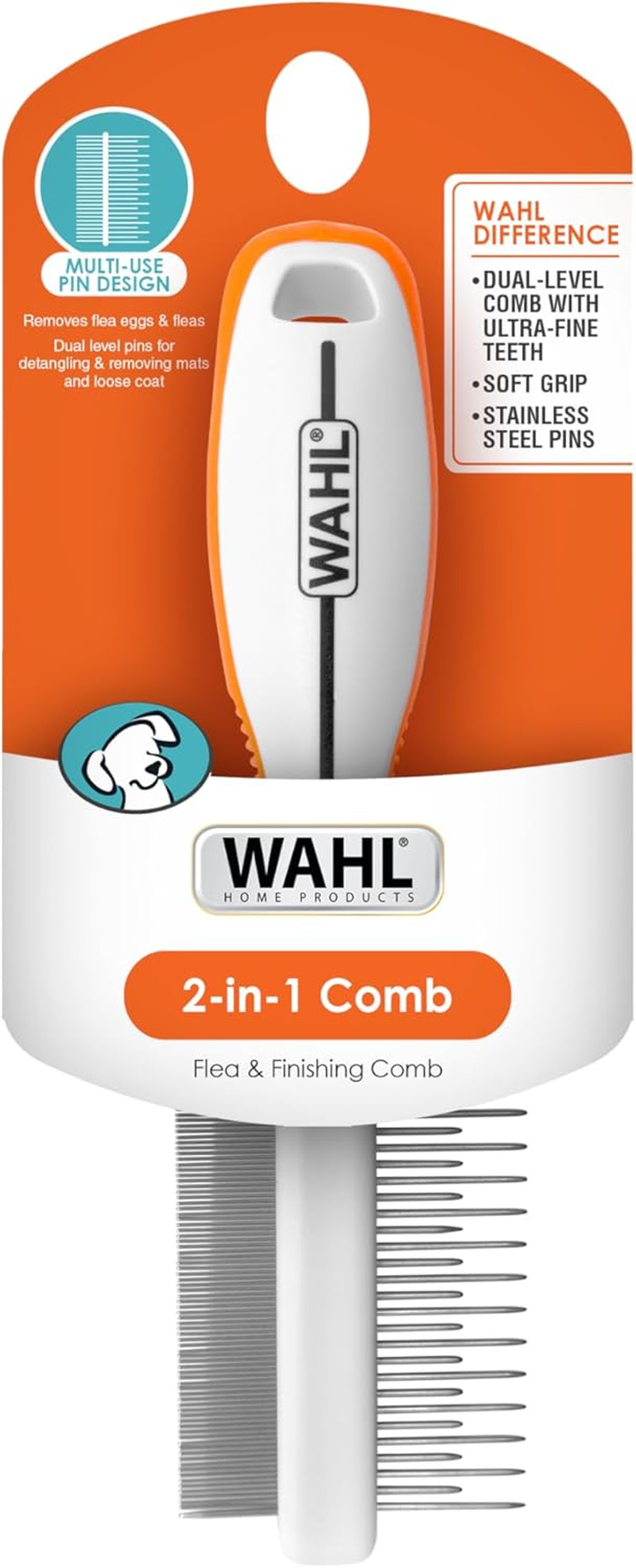 Wahl Animal White/Orange 2-In-1 Flea & Finishing Comb WE58913 image number 1