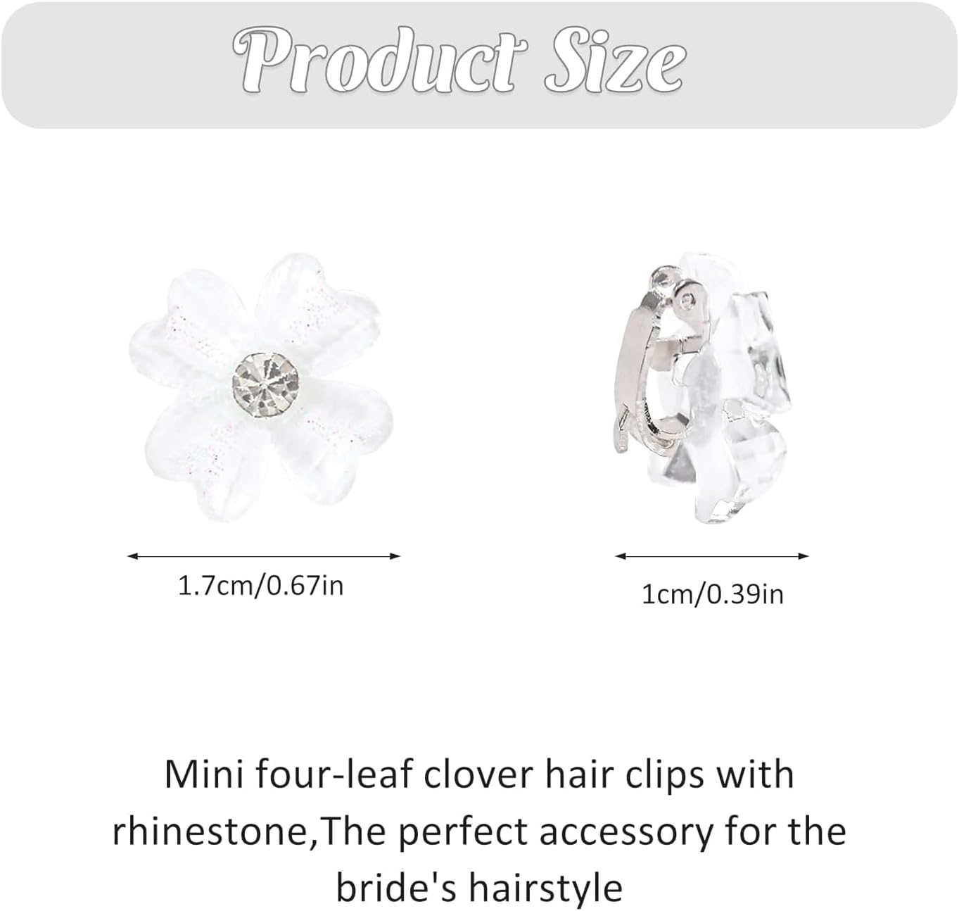 SHUNYUNG Mini White Clover Flower Hair Clips, 20Pcs, 0.63 Inches, Rhinestone, Daisy Flower, Cute Design, Women and Girls image number 5