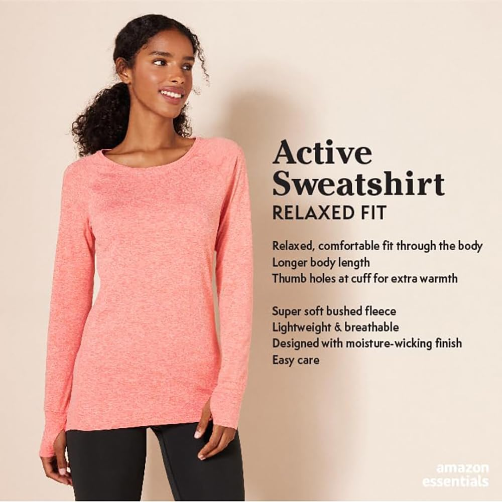 Amazon Essentials Women'S Brushed Tech Stretch Long-Sleeve Crewneck Shirt image number 5
