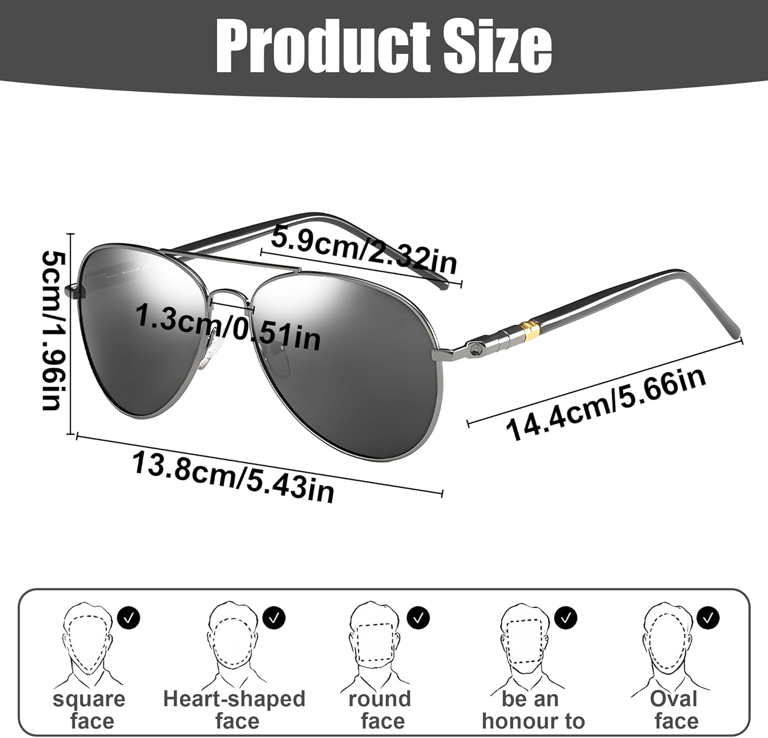Classic Aviator Polarized Sunglasses for Men & Women, Unbreakable Metal Frame, for Driving/Travel/Daily Fashion Retro Style(Black Frame Black Lens) image number 3
