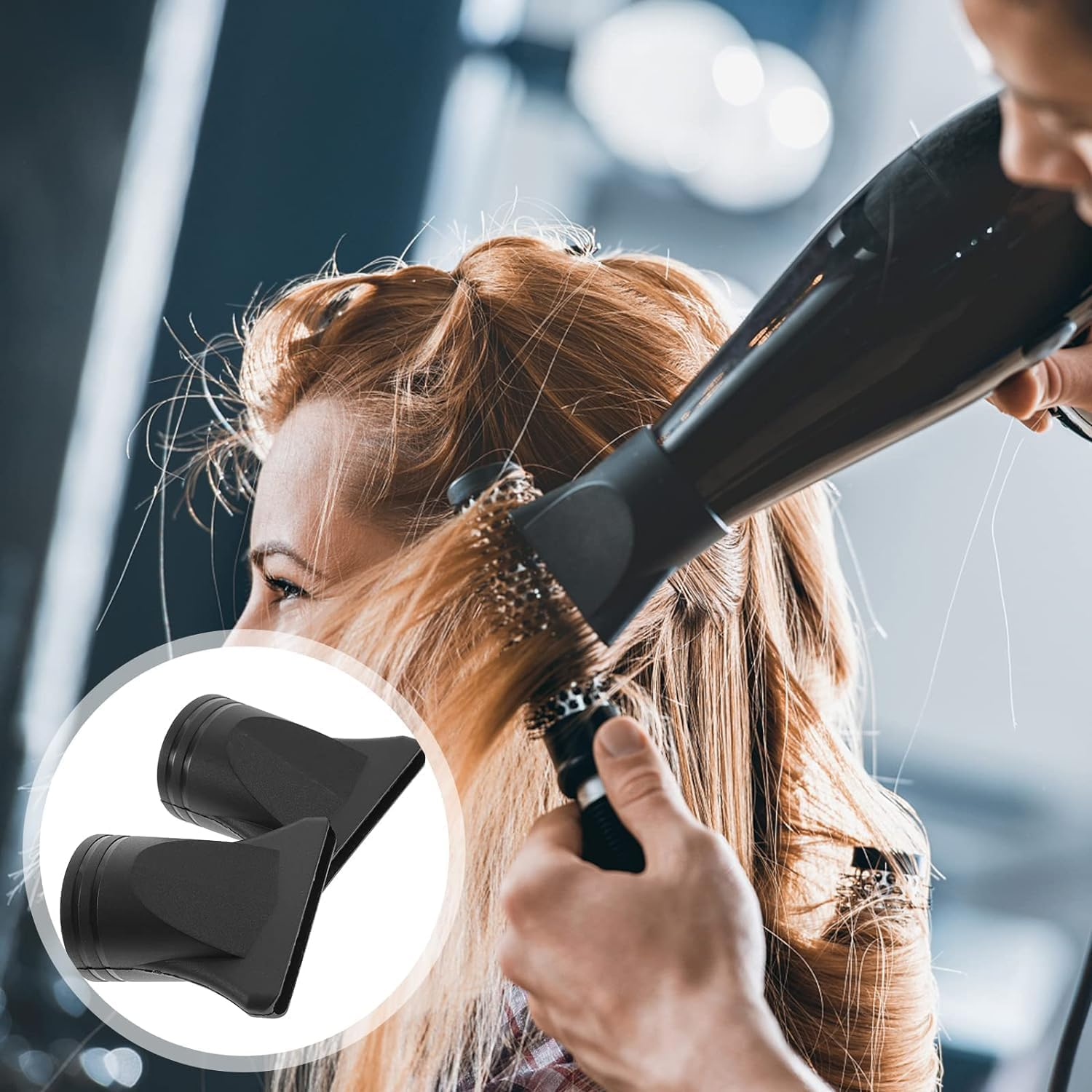 2Pcs Black Blow Dryer Attachment Not Universal Professional Hair Dryer Attachment Dryer Nozzle Replacement Narrow Concentrator Blow Flat for Diameter 4.3Cm to 4.5Cm Diffusers Hair Dryers Accessories image number 6