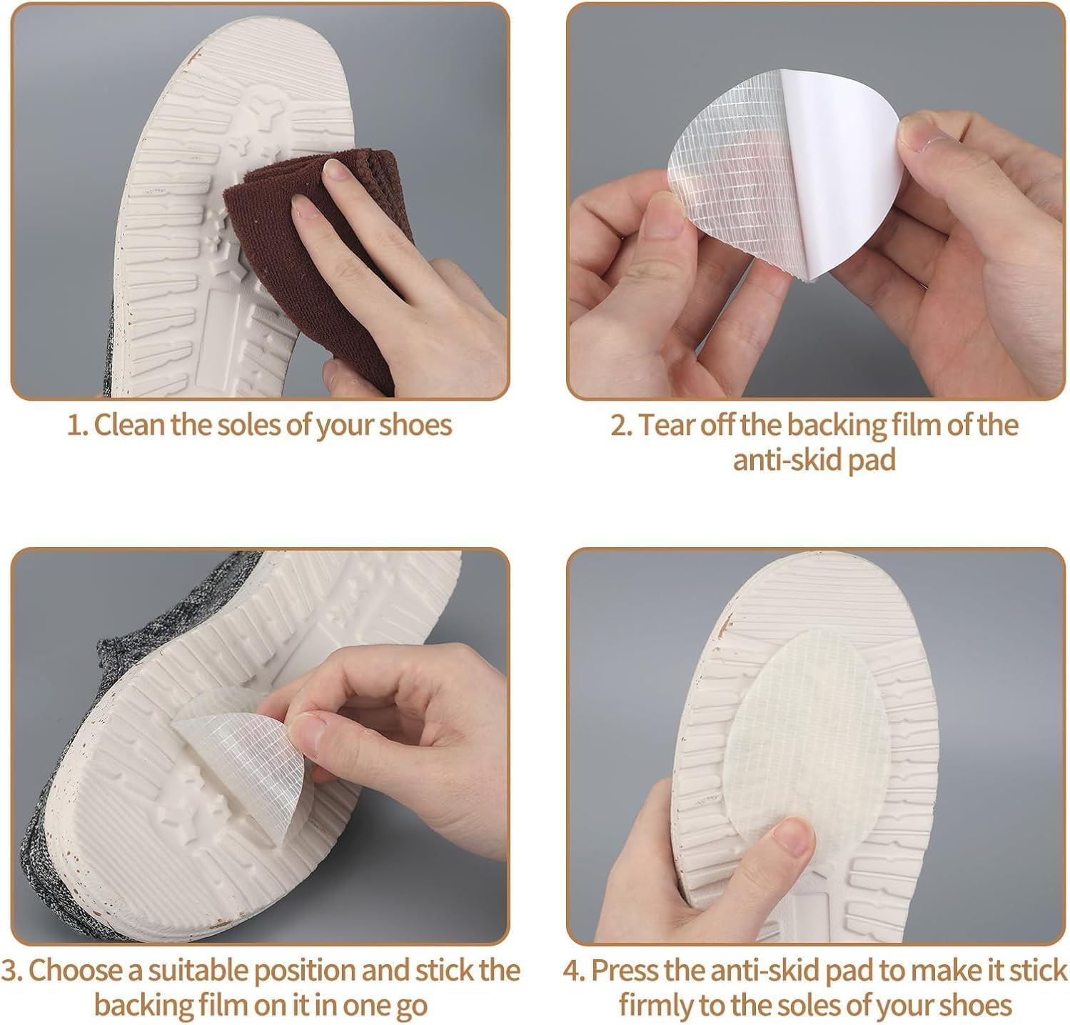 Non-Slip Shoes Pad Adhesive Shoe Sole Protectors, 8Pcs Non-Slip Shoes Pad Sole Protectors High Heels Anti-Slip Shoe Grips,Non-Skid Shoe Pads Self-Adhesive Shoe Grips anti Slip Shoe Pads image number 6