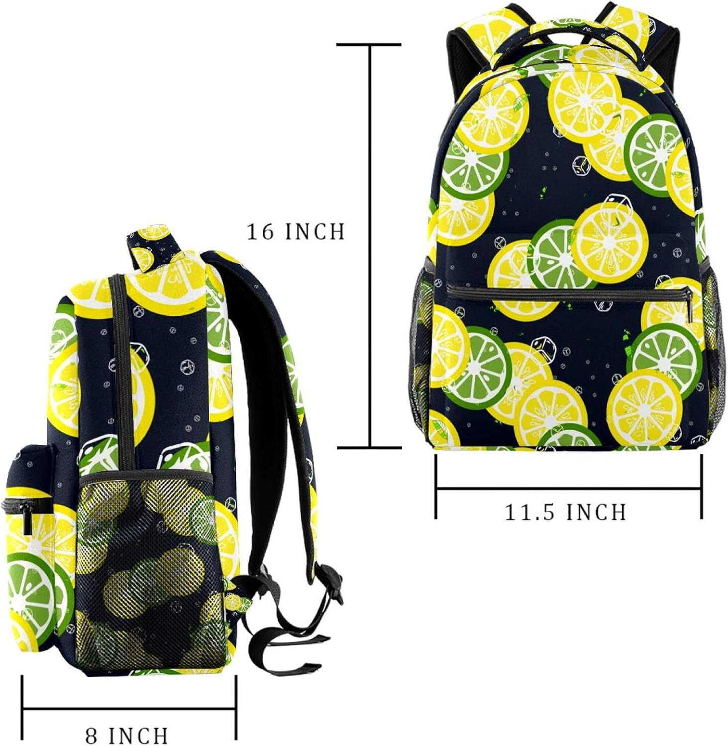 Fruity Lemons and Limes Backpack Students Shoulder Bags Travel Bag College School Tote Backpacks image number 4