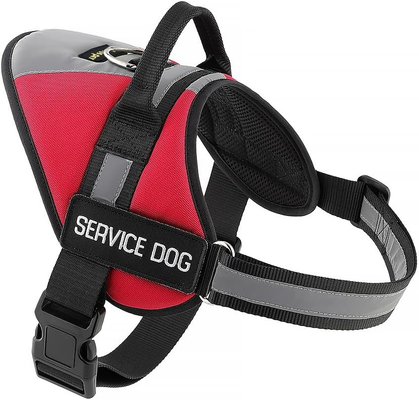 PLUTUS PET No Pull Service Dog Vest Harness for Small Breed Dogs,Soft Padded Dog Harness Adjustable with Handle & Reflective Material for Easy Control & Safety (Red,S) image number 1
