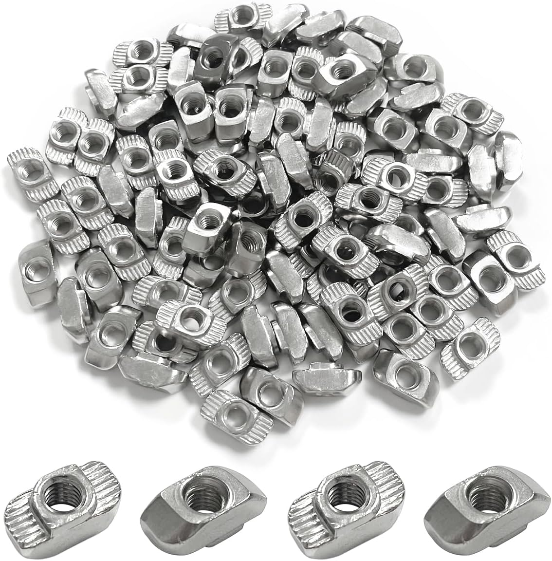 Sliding T Nuts Metric, 100 PCS M5 Thread Slide in Hammer Head T-Nut for Aluminum Extrusion Profile image number 6