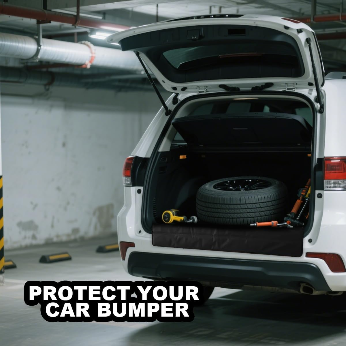 Large Bumper Guard for Cars, 38 X 25 Inch Foldable Vehicle Rear Bumper Cargo Protector Mat Prevent Scratches during Loading & Unloading, Auto Trunk Pad, Universal for SUV Van Truck image number 1