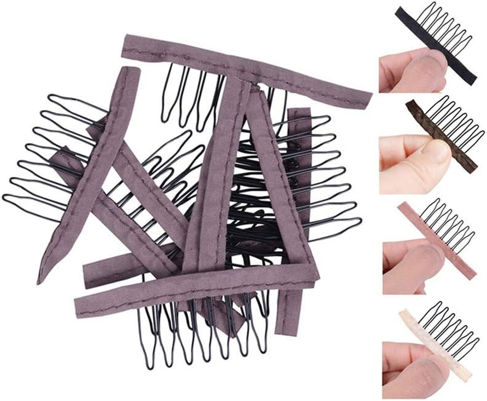YANTAISIYU 24Pcs Wig Comb, 7-Teeth, Steel & Cloth, Blonde, Unisex, Adult Wig Users