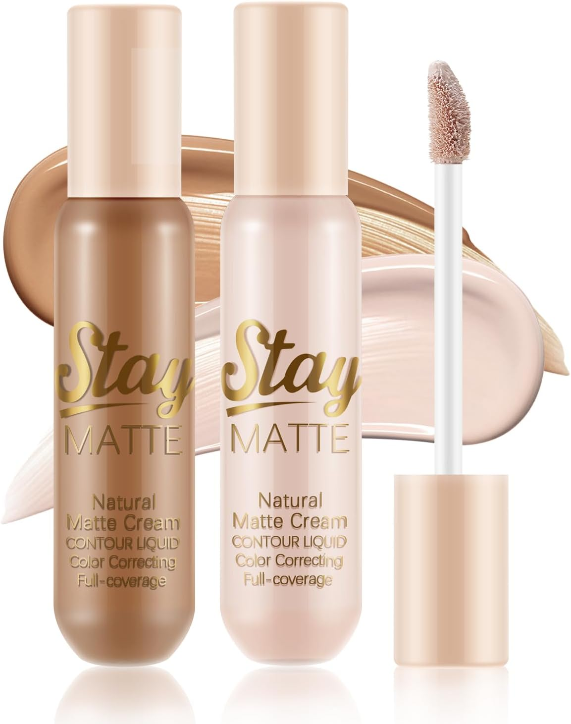 Apooliy 2Pcs Cream Contour Highlighter Sticks，Matte Face Shaping & Contouring Stick，Full Coverage，Highlighters & Luminizers，Waterproof Bronzer Stick