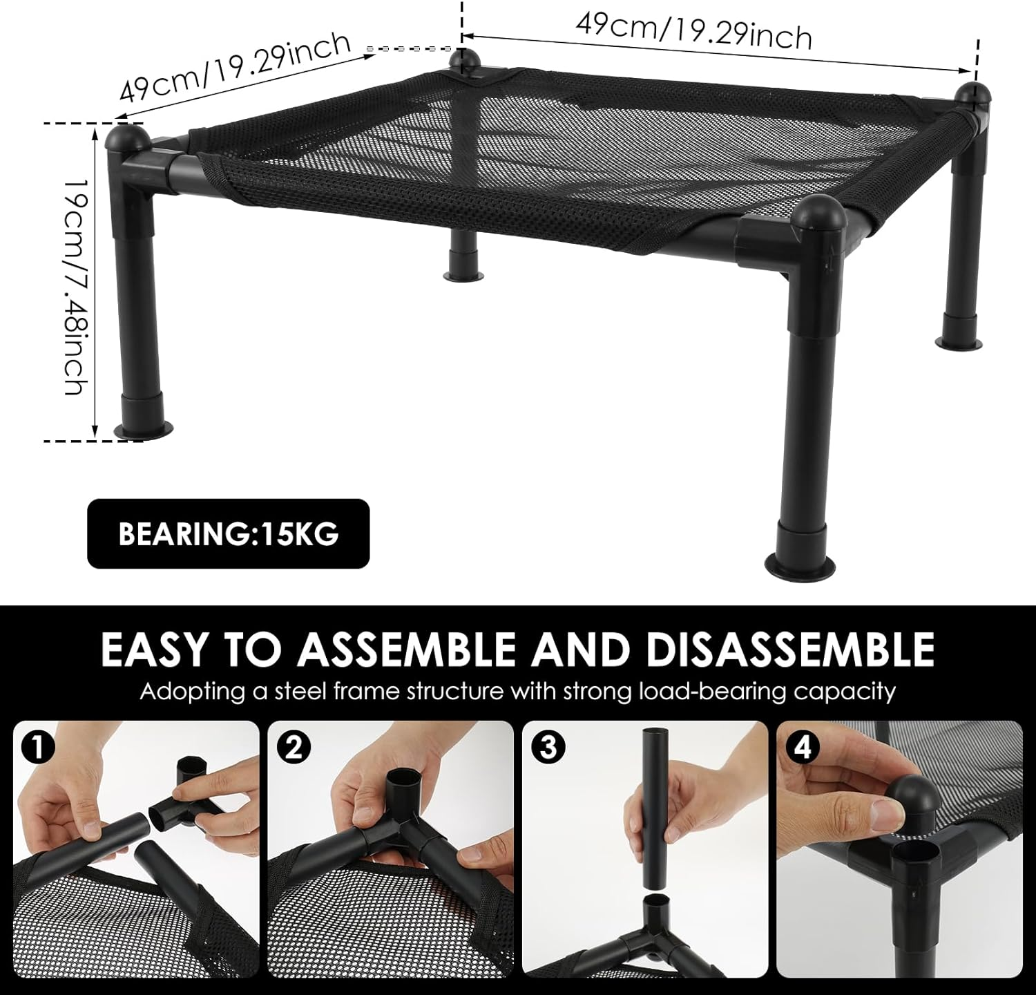 Elevated Dog Bed Raised Outdoor Dog Bed with Breathable Mesh and Steel Frame Breathable Indoor and Outdoor Use Raised Dog Beds for Dogs for Small Large Pets (02) image number 4