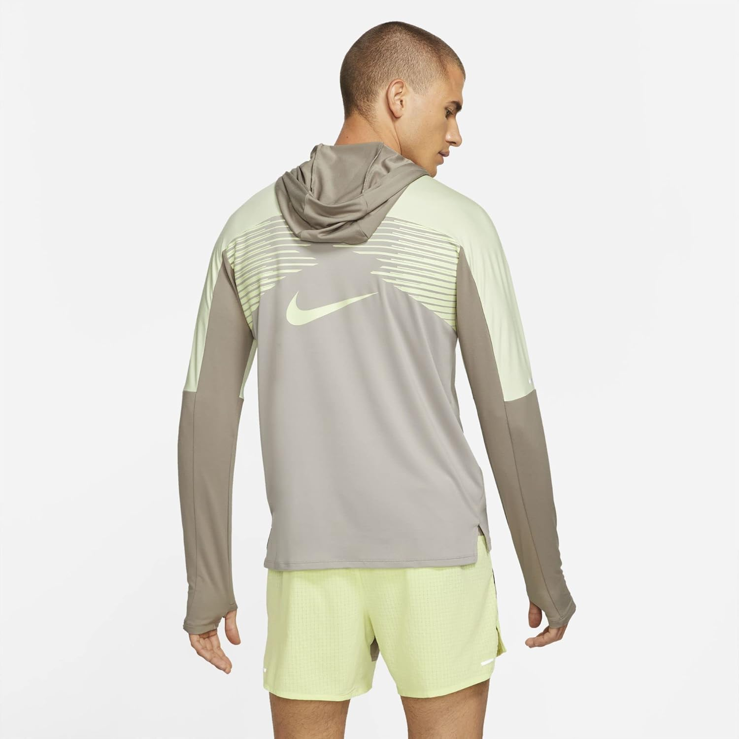 Nike Men'S M Nk Df Trail Elmt Gx Hoodie Sweatshirt, College Grey/Moon Fossil/Lime Ice, XL image number 5