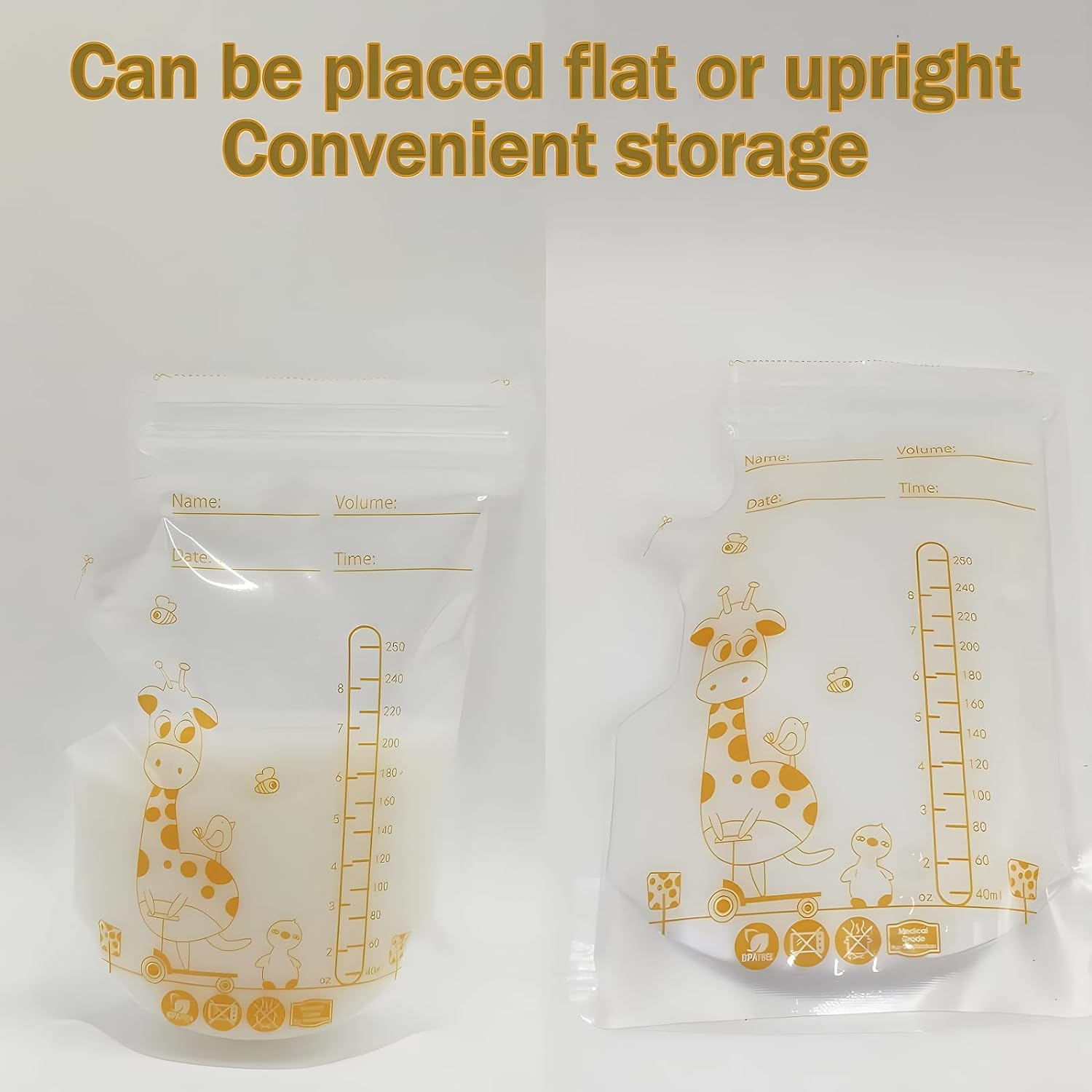 50 Pcs Breast Milk Storage Bag, Breast Milk Storage, 250Ml Disposable Milk Storage Bags, Breast Milk Bags, Milk Storage Bags Breastfeeding, Breastfeeding, No-Leak Milk Freezer Storage Pouches image number 4