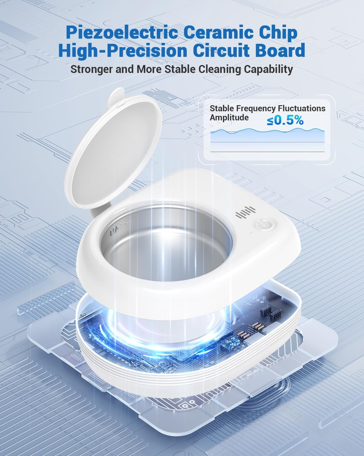 Ultrasonic Retainer Cleaner Machine 50Khz Portable Dental Pod for Dentures Mouth Guard Brace Toothbrush Head Fast Cooling Quiet Operation Universal Dental Appliance Cleaning image number 6