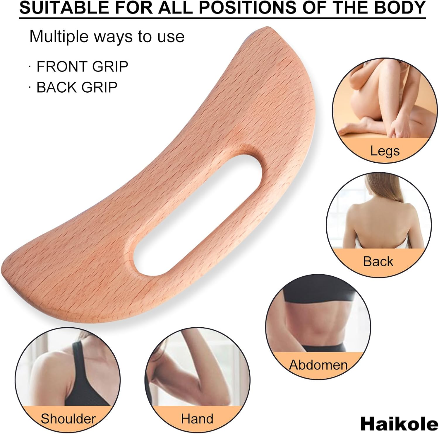 Enttgo Body Gua Sha Tool, Wooden Lymphatic Drainage Massage Tool for anti Cellulite and Muscle Fatigue Relief, Wood Therapy Massage Wand for Neck, Back, Face, Legs and Arms image number 6