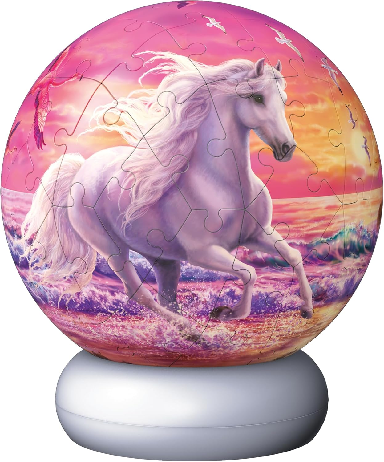 3D Puzzle-Ball Nachtlicht Pferde Am Strand: Erleben Sie Puzzeln in Der 3. Dimension! image number 1