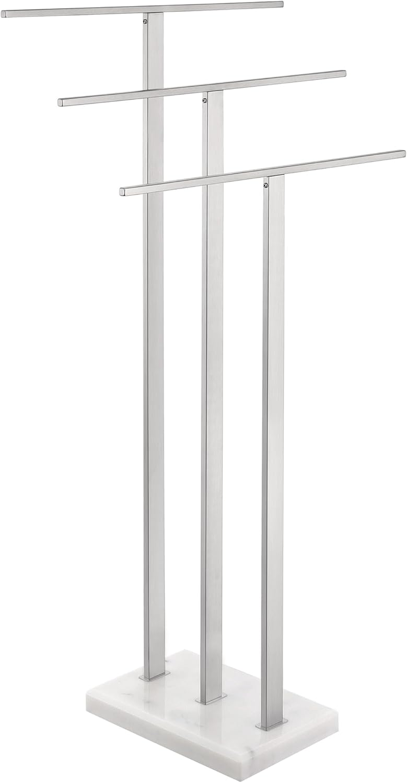 KES Standing Towel Rack 3-Tier with Heavy Marble Base, Free Standing Towel Racks for Bathroom Floor, SUS304 Stainless Steel Brushed Finish, BTH217S3-2 image number 1