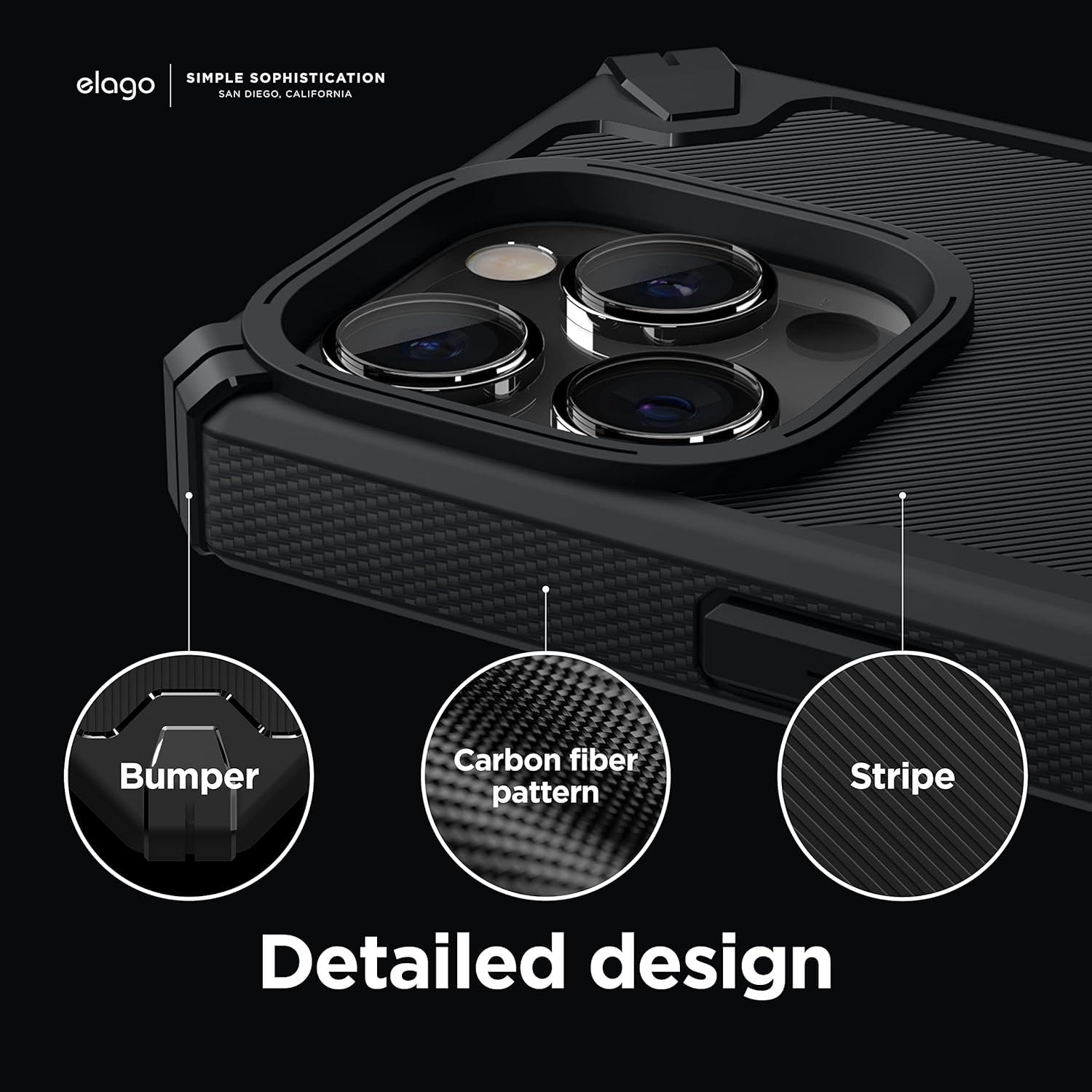 Elago Armor Case Compatible with Iphone 14 Pro Max Case (6.7"), US Military Grade Drop Protection, Heavy-Duty Protective Case, Carbon Fiber Texture, Tough Rugged Design,Shockproof Bumper Cover(Black) image number 5