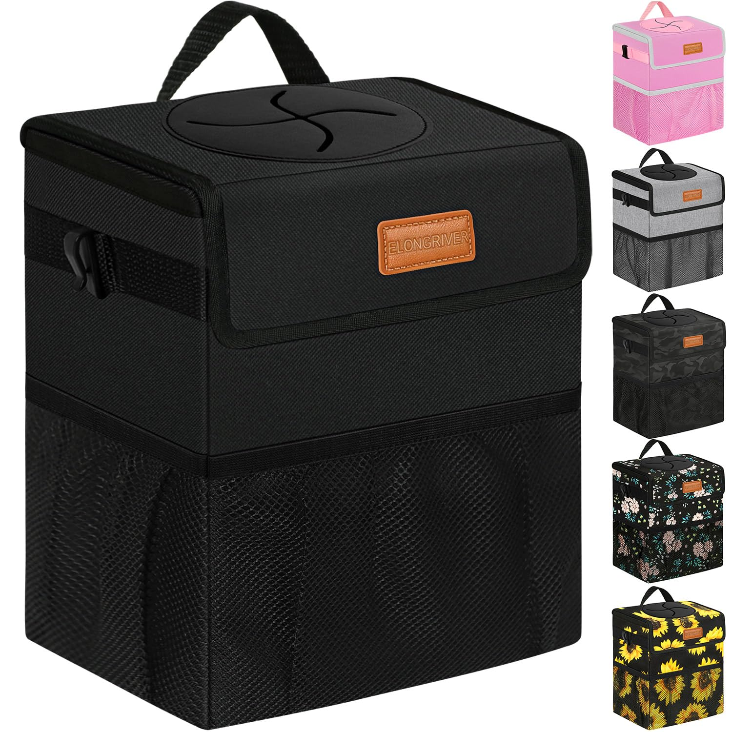 Car Trash Can Bin for Back Seat Leak Proof, Cute Car Trash Bag Hanging, Vehicle Trash Can for SUV Truck Van, Automotive Garbage Cans Front Seat Camo Black