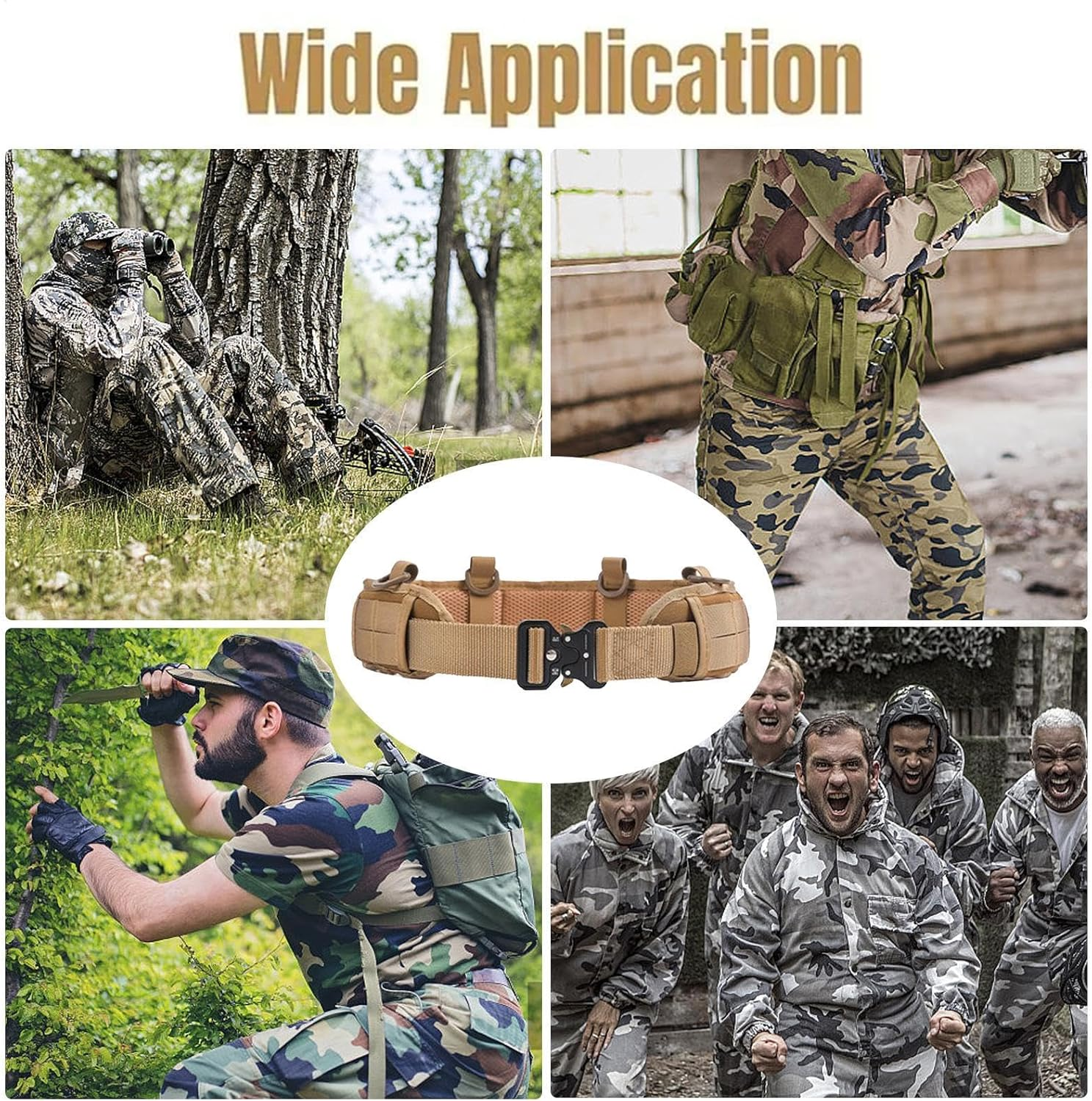 Tactics Belt | Waist Belt for Security Guard | Outdoor Multifunction Tactics Belt | Security Duty Utility Belt | Adjustable Airsoft Utility Waist Belts with Pouches for Men and Women - Black image number 3