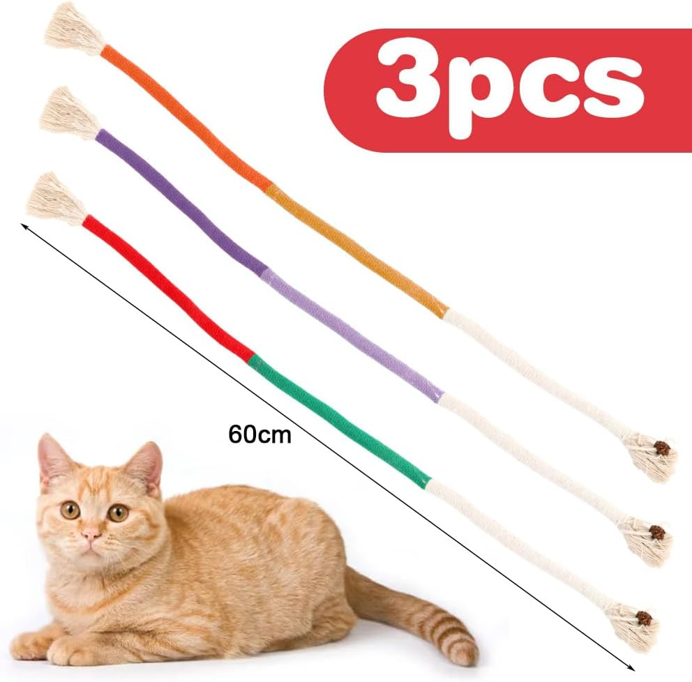 RANJIMA Catnip Toy Teething Rope, Pack of 3 Cat Toy, Interactive Cat Toy, Chew Toy, Cat Interactive Cat Toy for Teeth and Playtime image number 5