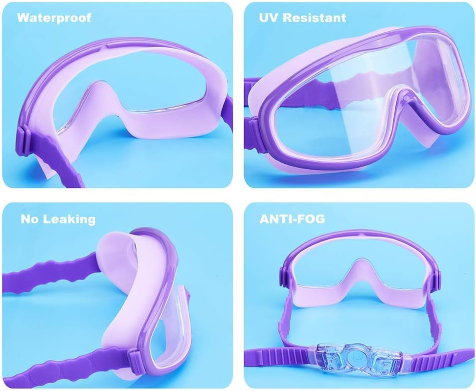 KAILIMENG Kids Swim Goggles, No Leak, Anti-Fog, UV Protection, Adjustable and Comfortable Swimming Glasses for Children and Early Teens, Crystal Clear Siamese Lens with Nose Clips and Earplugs image number 5