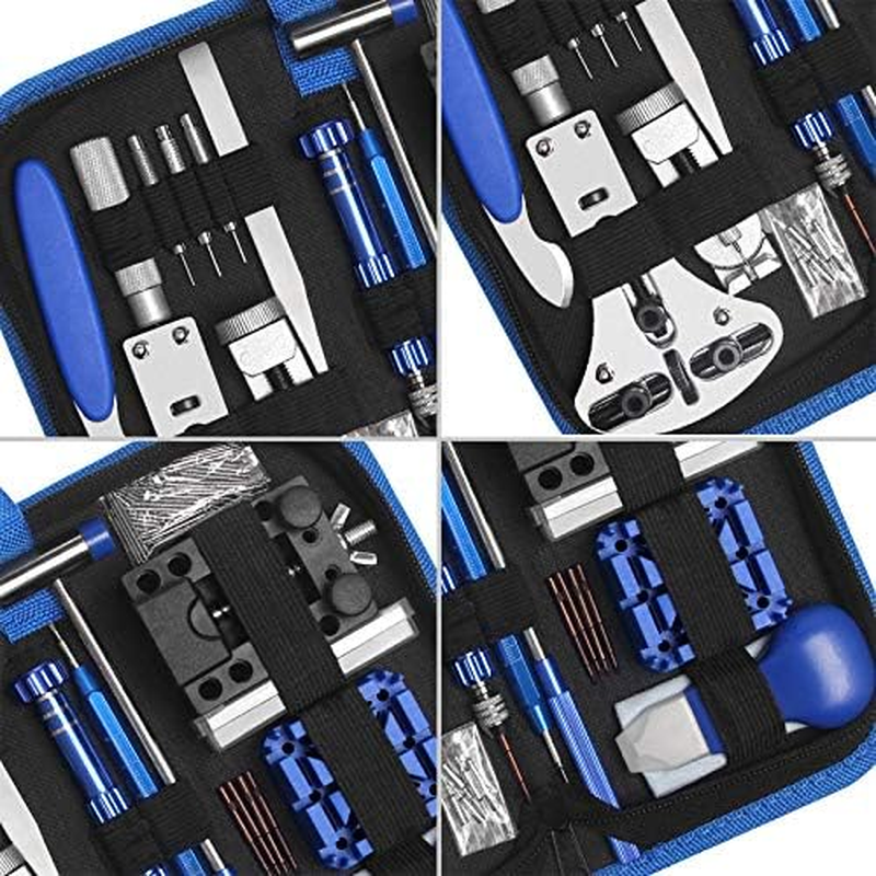185Pcs Watch Repair Tool Kit, Dabobo Watch Upgraded Version Watches Tools Kits Battery Replacement Watchband Link Remover Adjustment Watch Back Removal Opener Spring Bar Repair with Carrying Case & Manual image number 3