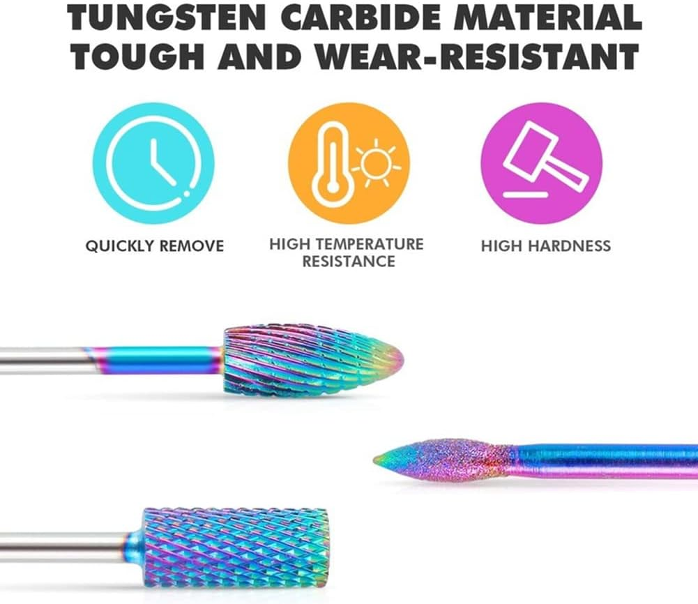 Katutude Nail Drill Bits Set, 10 Pcs 3/32 Inches Tungsten Carbide Nail Drill Bits for Acrylic Nails Gel Nails Removing/Professional Cuticle Polishing Bits Manicure Pedicure Nail Drill Tool image number 3