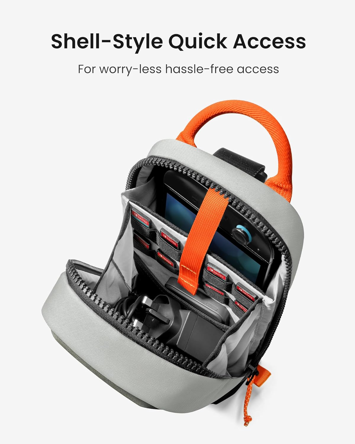 Tomtoc Sling Crossbody Bag for Nintendo Switch 2, Protective Portable Travel Chest Carrying Gaming Pouch with 8 Game Cartridges Slots, Fit Charger and Accessories image number 4