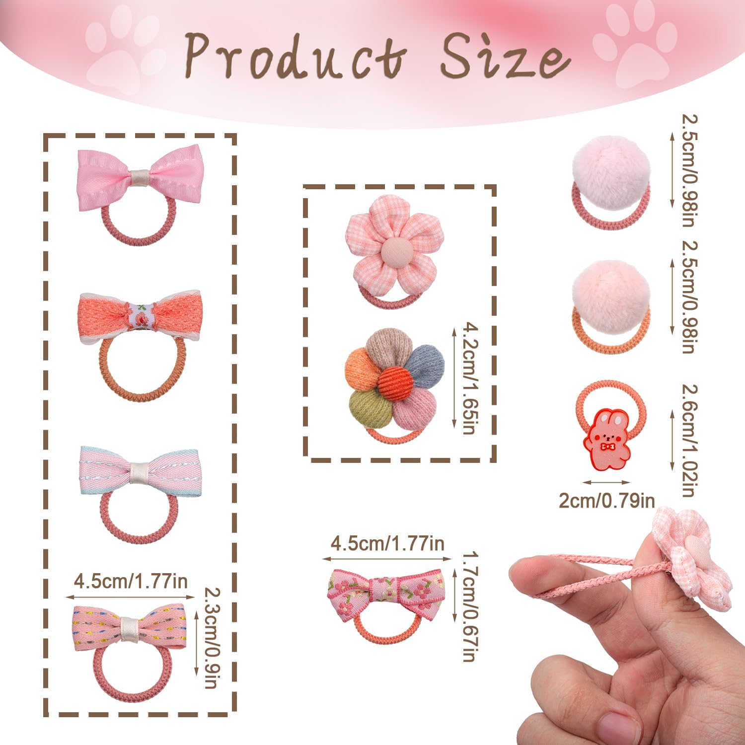 BOXOB 20Pcs Dog Hair Bows Pink Bows for Small Dogs Cute Elastic Bows for Dogs Elastic Hair Rabbit Flower Bows for Puppies image number 4