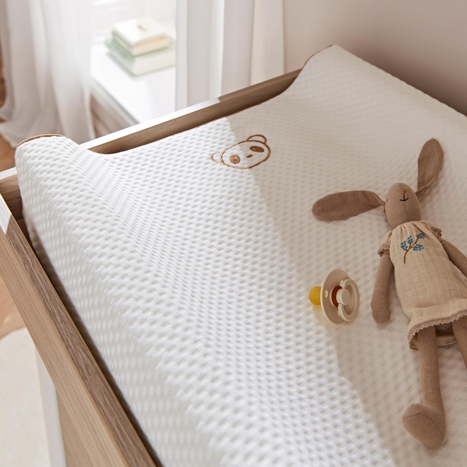 Cuddleco Baby Waterproof Natural Bamboo Memory Foam Changing Mat Pad - White - White image number 1