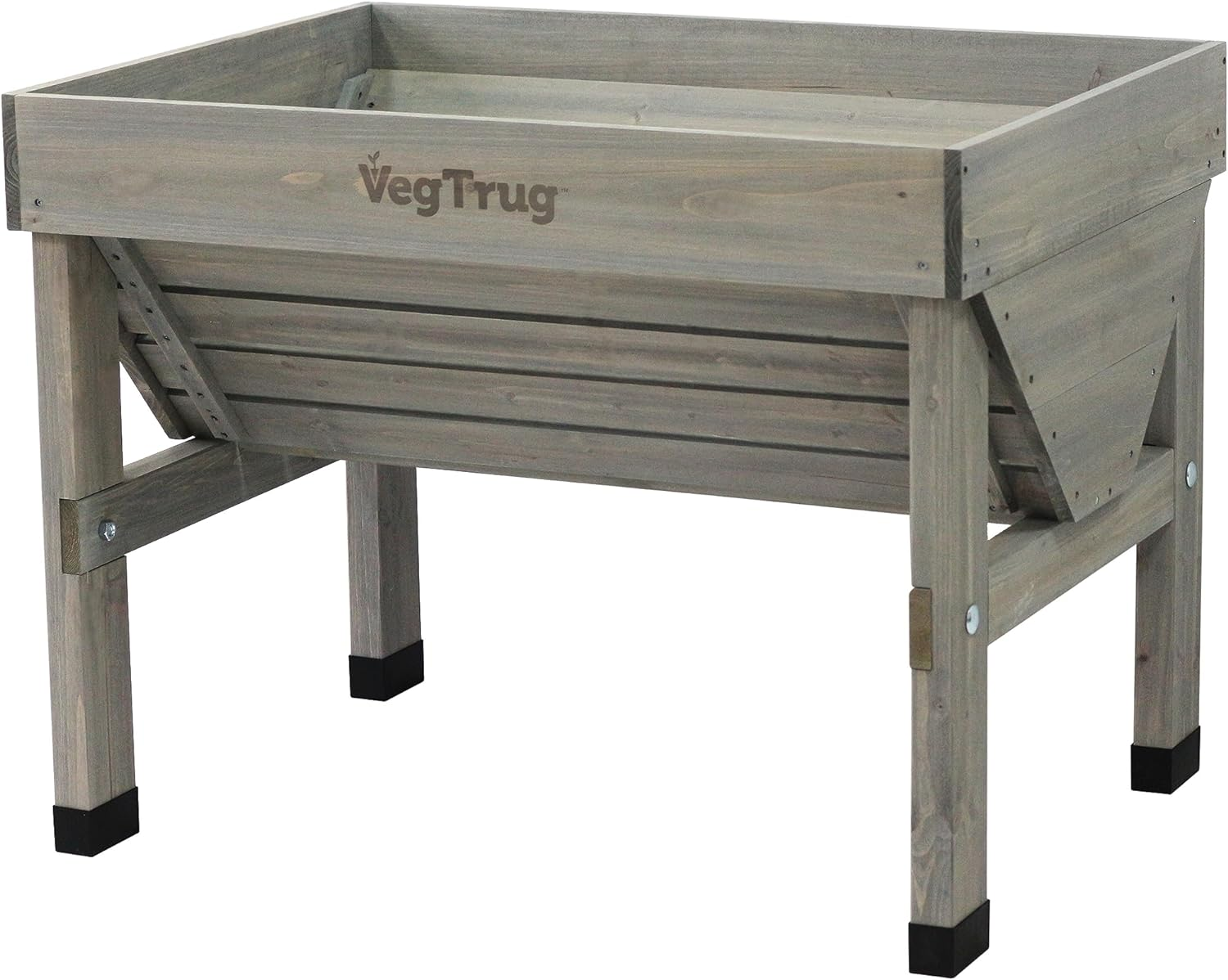 Vegtrug Classic Wooden Raised Planter, Grey Wash, Small, 1 Metre
