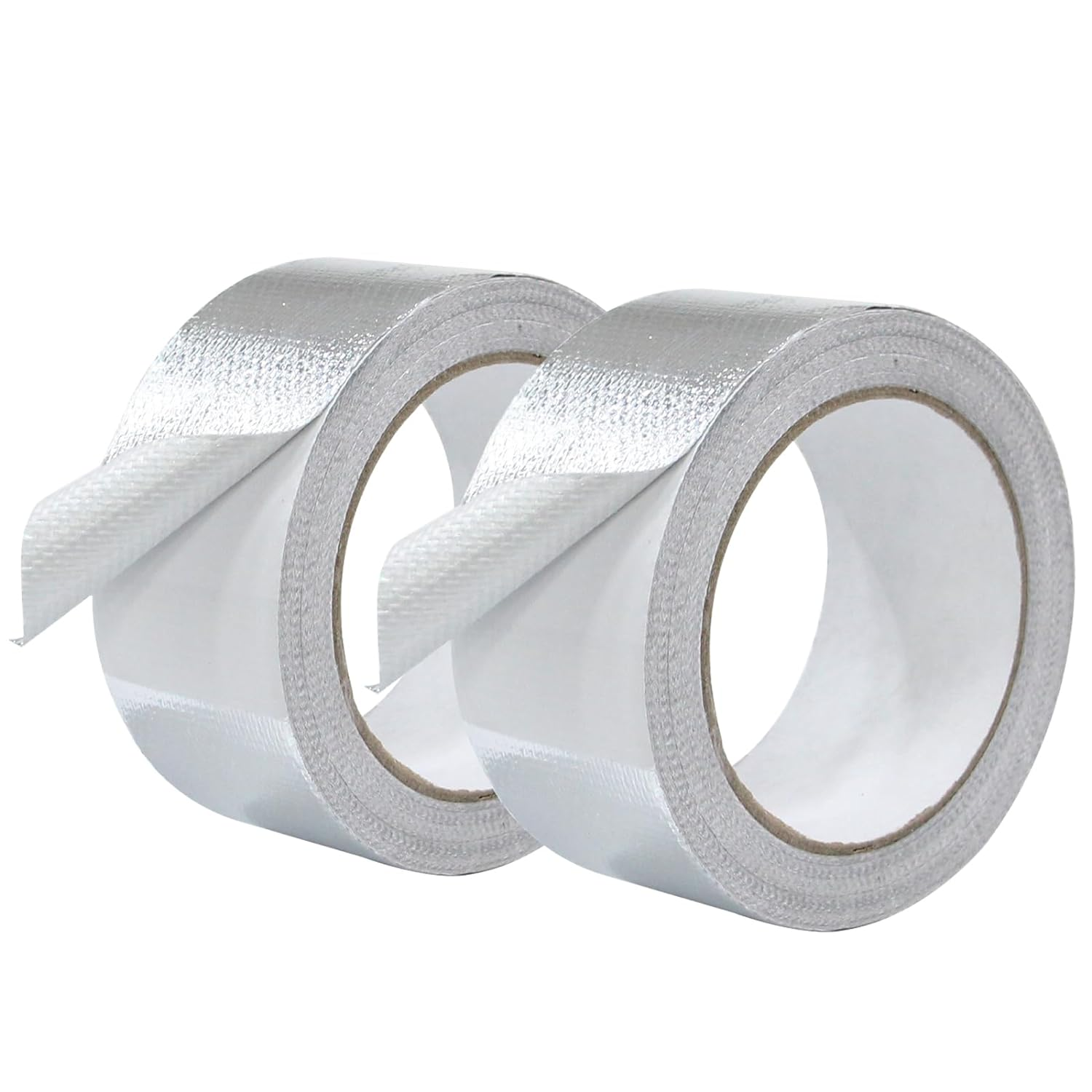 2 Roll Tape Premium Aluminum Foil Tape, Silver Adhesive Tape, Heat Shield Pipe Insulation Tape, Aluminum Repair Air Duct Tape,Heat Resistant Fibreglass Exhaust Duct Tape, for Sealing Dryer Vent image number 1