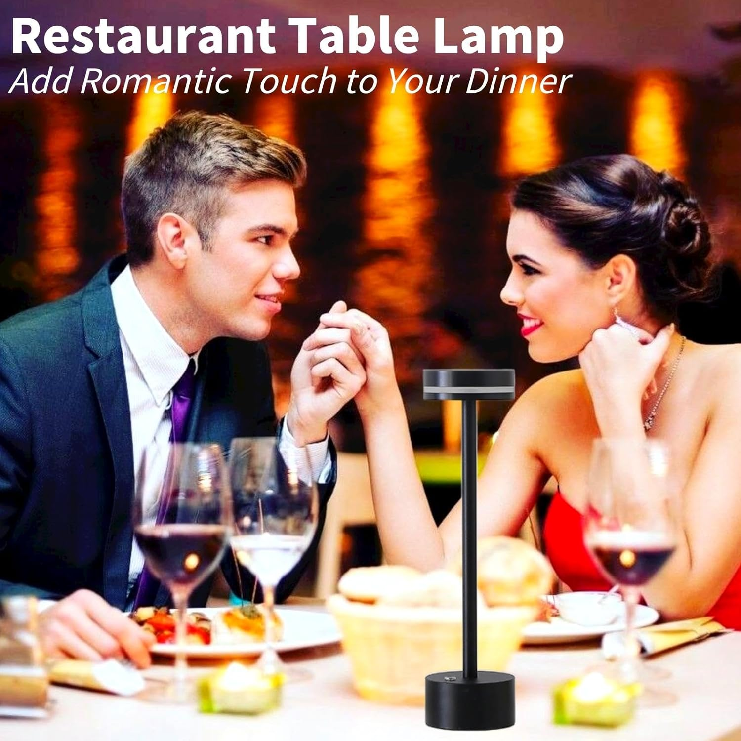 Cordless Table Lamps, Rechargeable beside Desk Lamp Battery Operated Nightstand LED Bedroom Night Light with Dimmable Brightness for Living Room, Home Office, Restaurant (Black) - Black image number 2