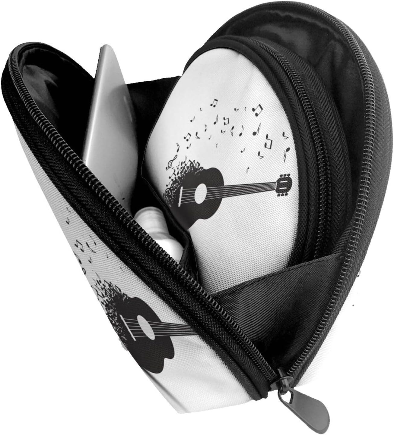 Cozimangoe Coin Pouch Makeup Bags Set, 2 Piece Shell Shape Cosmetic Bag with Pockets for Daily Travel Handbag Lipstick Keys Toiletry, Personalized Acoustic Guitar image number 6