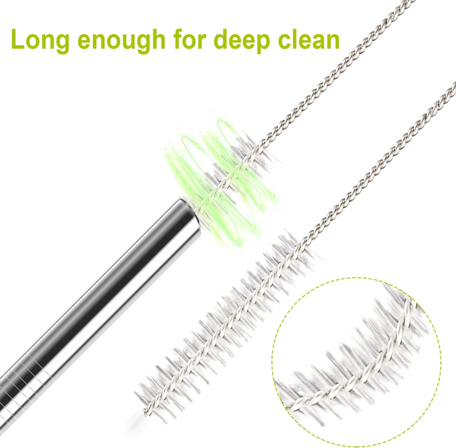 6 Pack Stainless Steel Straw Replacement for Stanley 40 Oz Adventure Travel Tumbler, Reusable Straws with Cleaning Brush Compatible with 40Oz Cup image number 1