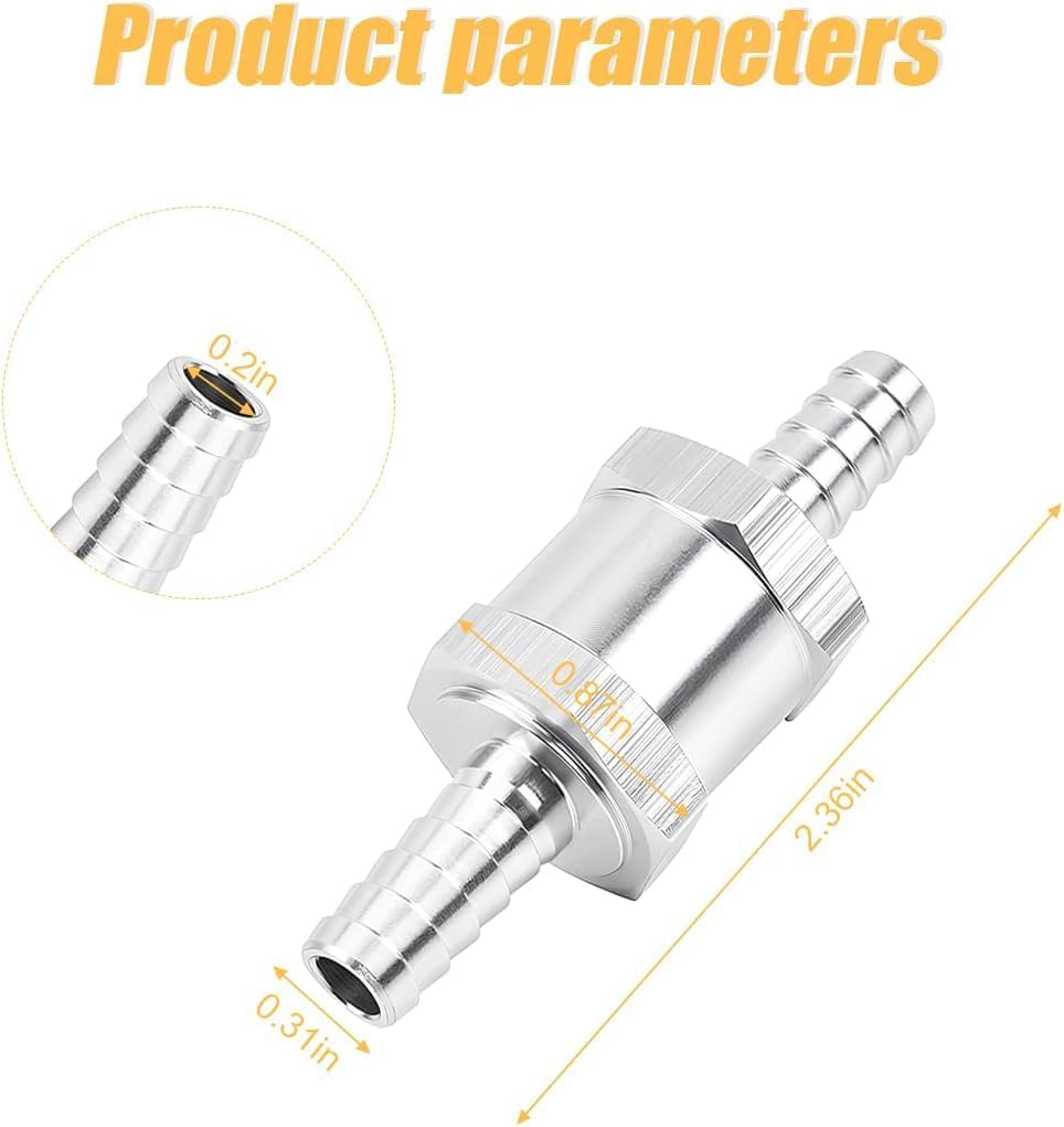 DAVRPES 8Mm 5/16" Fuel Check Valve One Way Inline Non Return Diesel Gasoline Silver (8Mm OD) image number 3