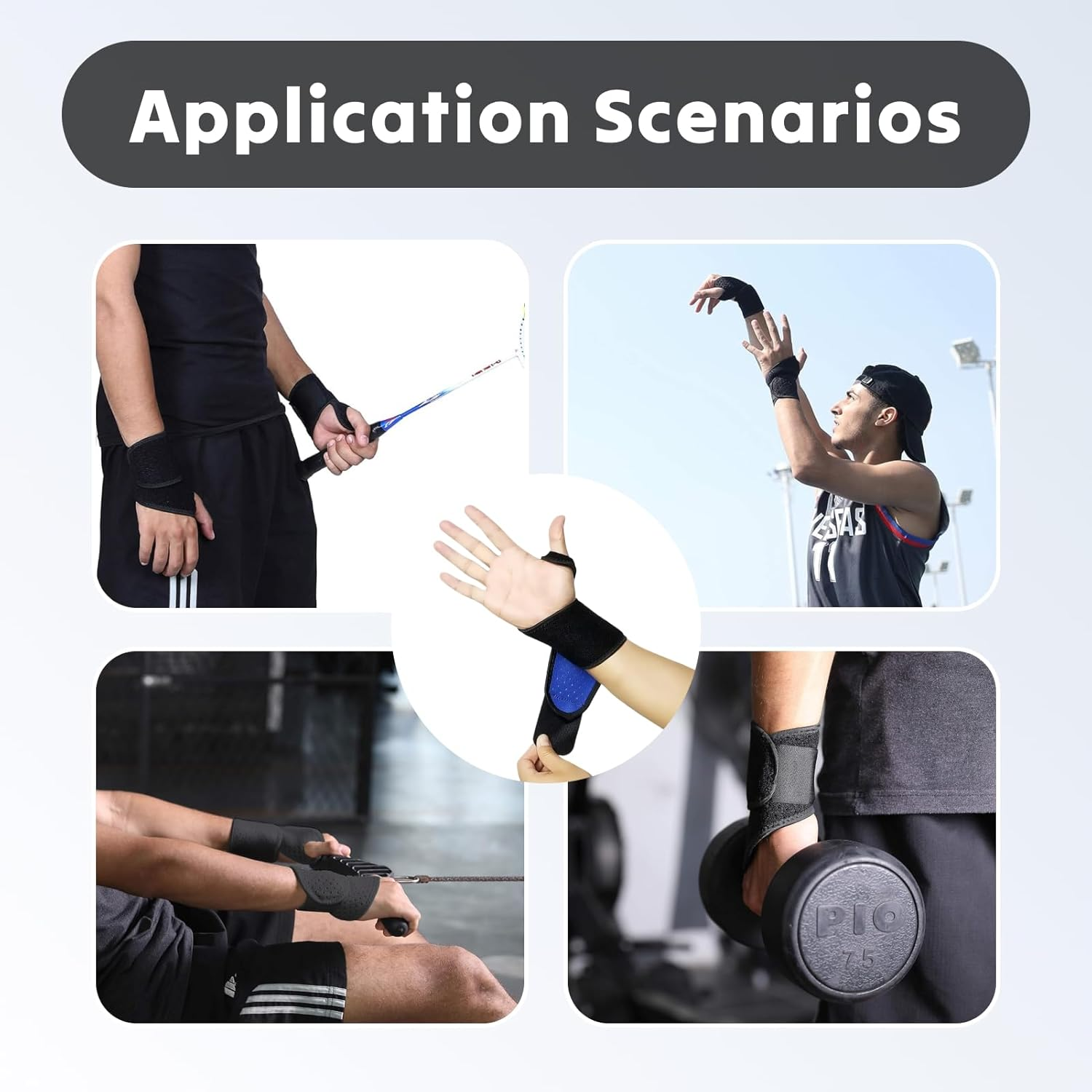 2 Pcs Premium Wrist Braces Adjustable Compression Support for Tendonitis, Carpal Tunnel Gym Workouts. Breathable Neoprene Stabilizers for Pain Relief Fits Men Women Black image number 4