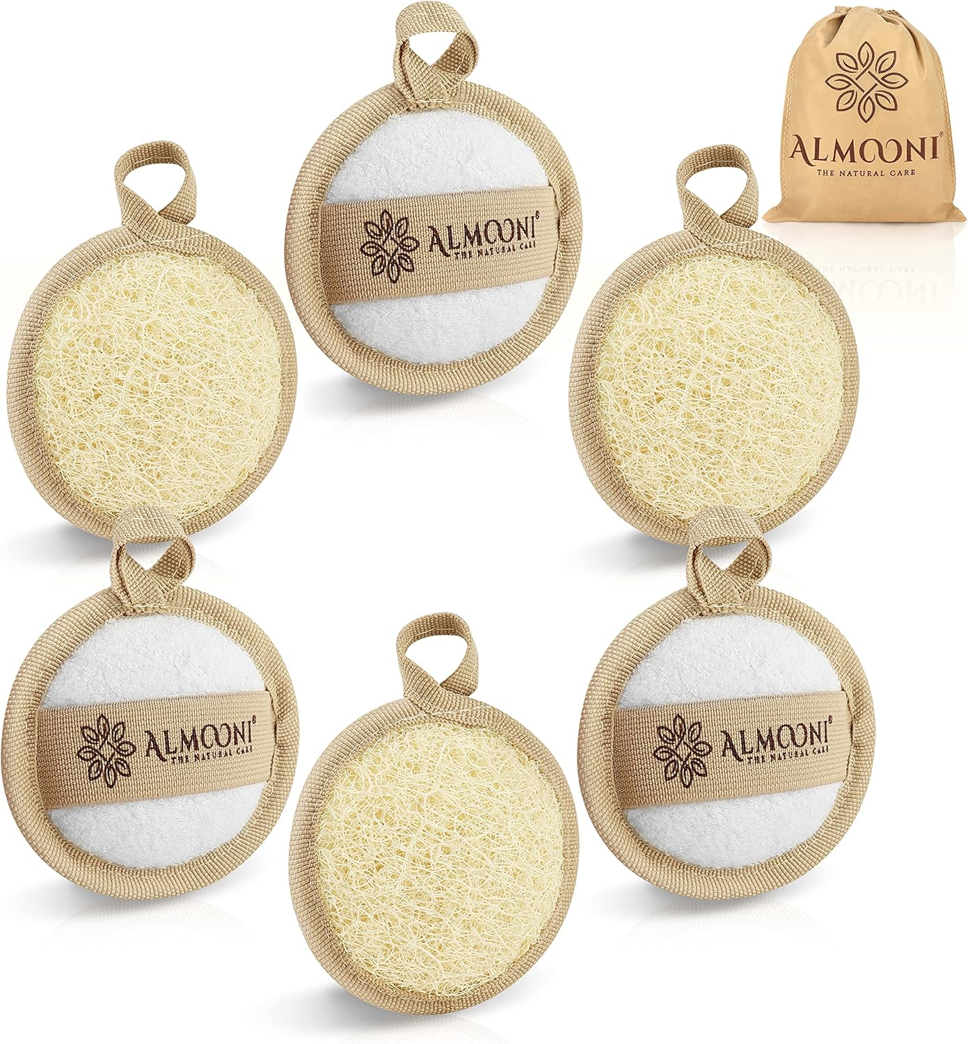 Premium Exfoliating Facial Loofah Scrubbers, Natural Face Exfoliator Pad Cleanser Sponges for Clean and Vibrant Facial Skin (6 Pack) image number 5