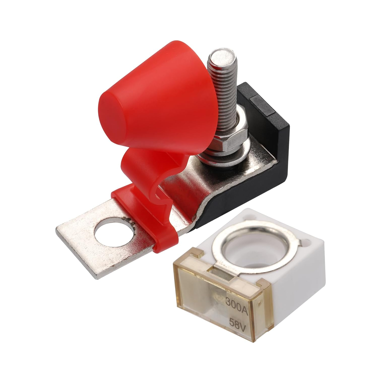 X AUTOHAUX 1 Set 300A Battery Fuse Terminal Fuse Block Kit Fuse Max Voltage 58V for Car Marine Boat RV image number 4