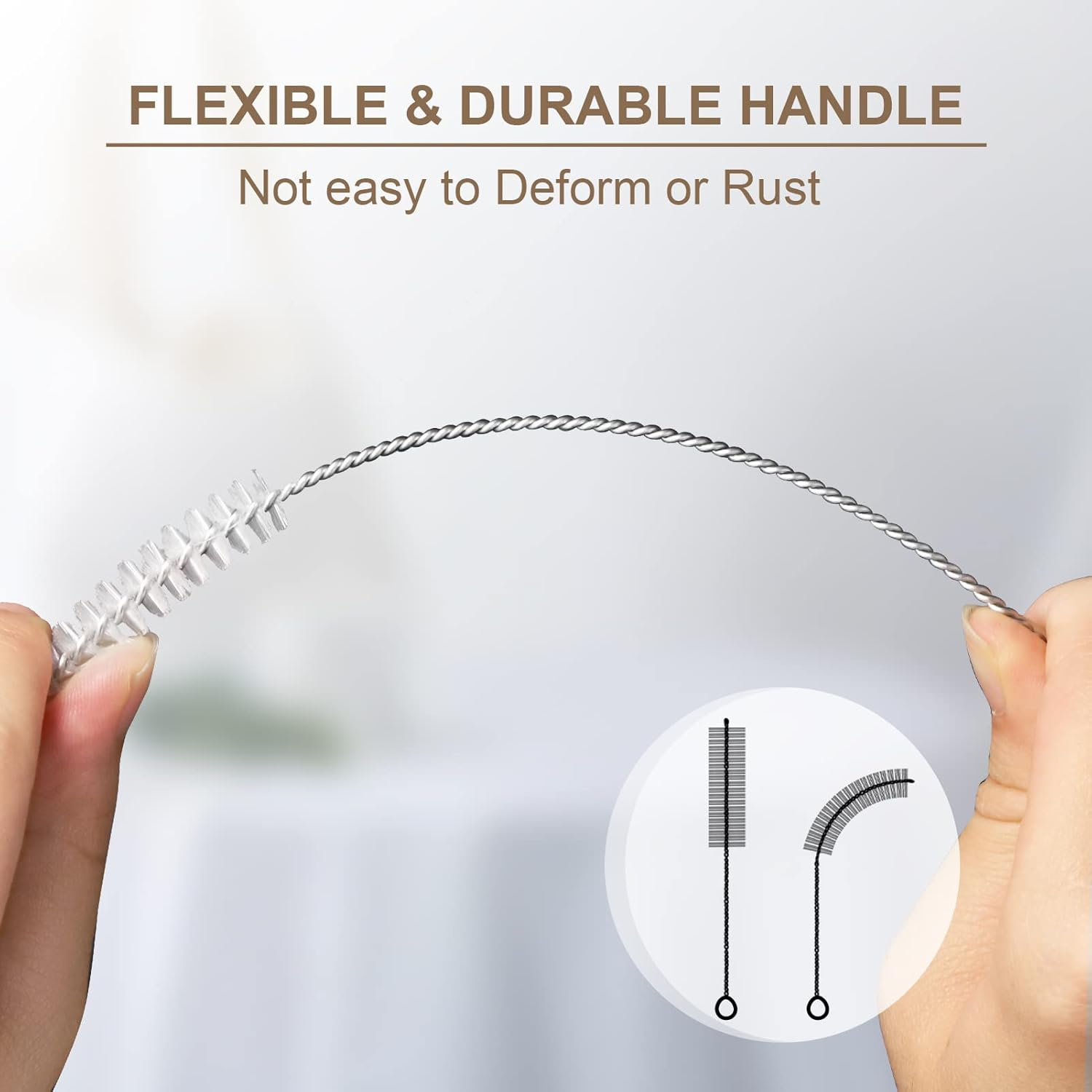 YUNGMAX Small Bottle Brush Set, 8PCS Nylon Straw Cleaner Pipe Brushes for Washing Narrow Neck Water Bottles Jars Teapot Spout (White) image number 6