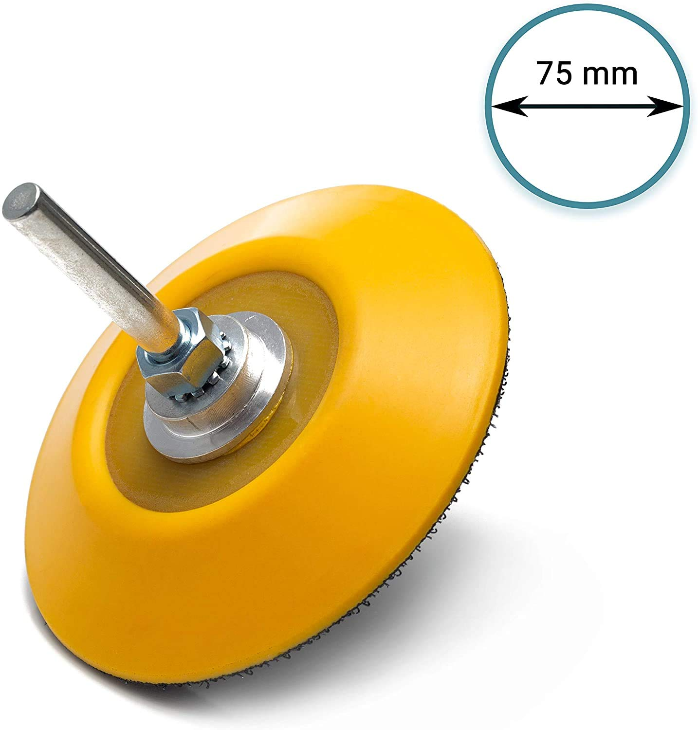 Glass Polish (75Mm) Backing Pad for Drill - Hook and Loop Rotary Backing Pad with Drill Attachment - GP12004 image number 3