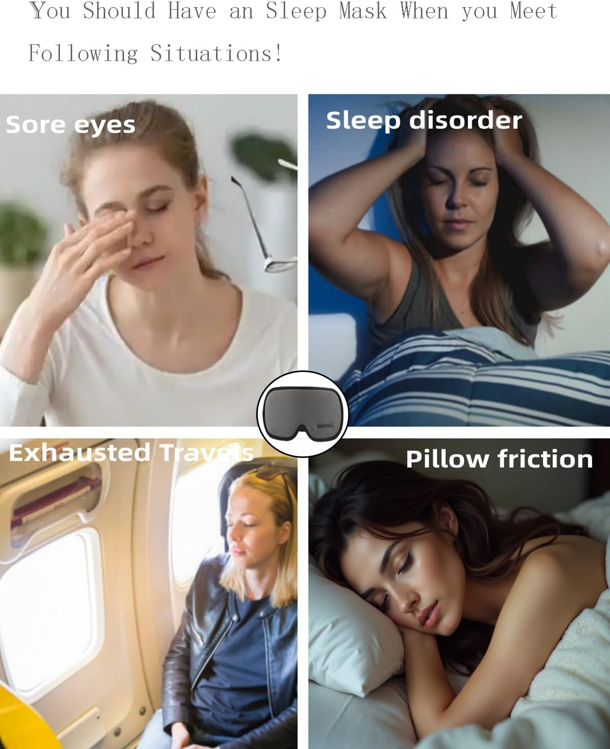 Sleep Mask Blackout, Breathable Memory Foam Zero Pressure Sleeping Mask for Side Sleeper Airplane Blindfold with Travel Pouch Earplug- Best for Side Sleeper and Kids Women Men image number 5