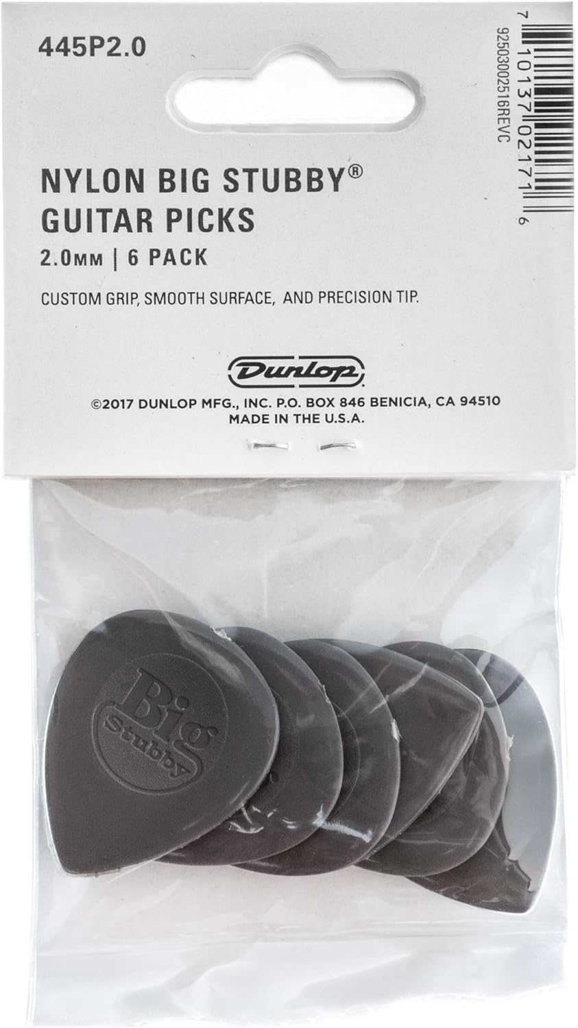 Dunlop 445P2.0 Nylon Big Stubby, Dark Gray, 2.0Mm, 6/Player'S Pack image number 4