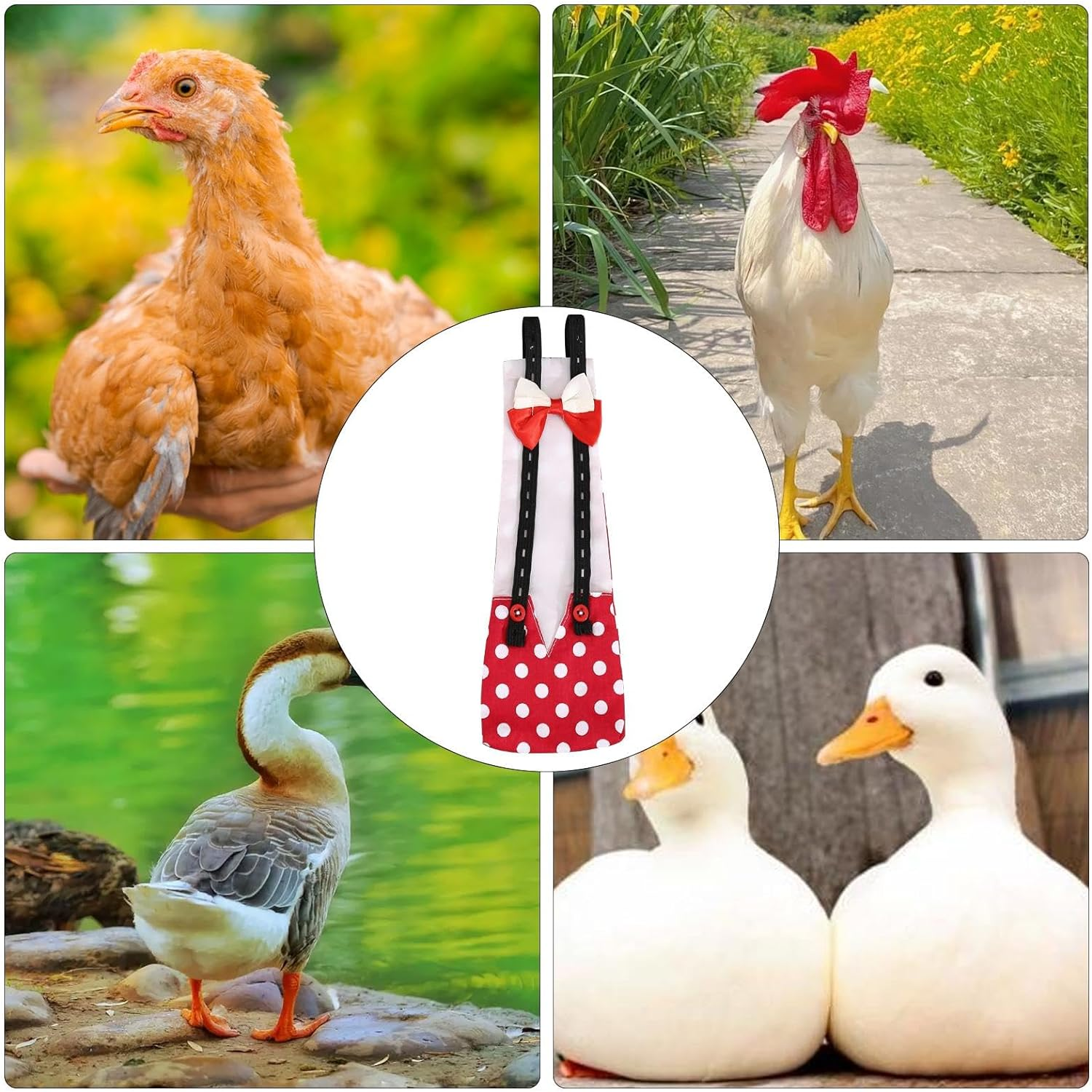 Chicken Diapers | Washable Chicken Diaper | Reusable Duck Diapers with Bow Ties, Washable Printed Fabric Pet Poultry Nappies Supplies image number 2