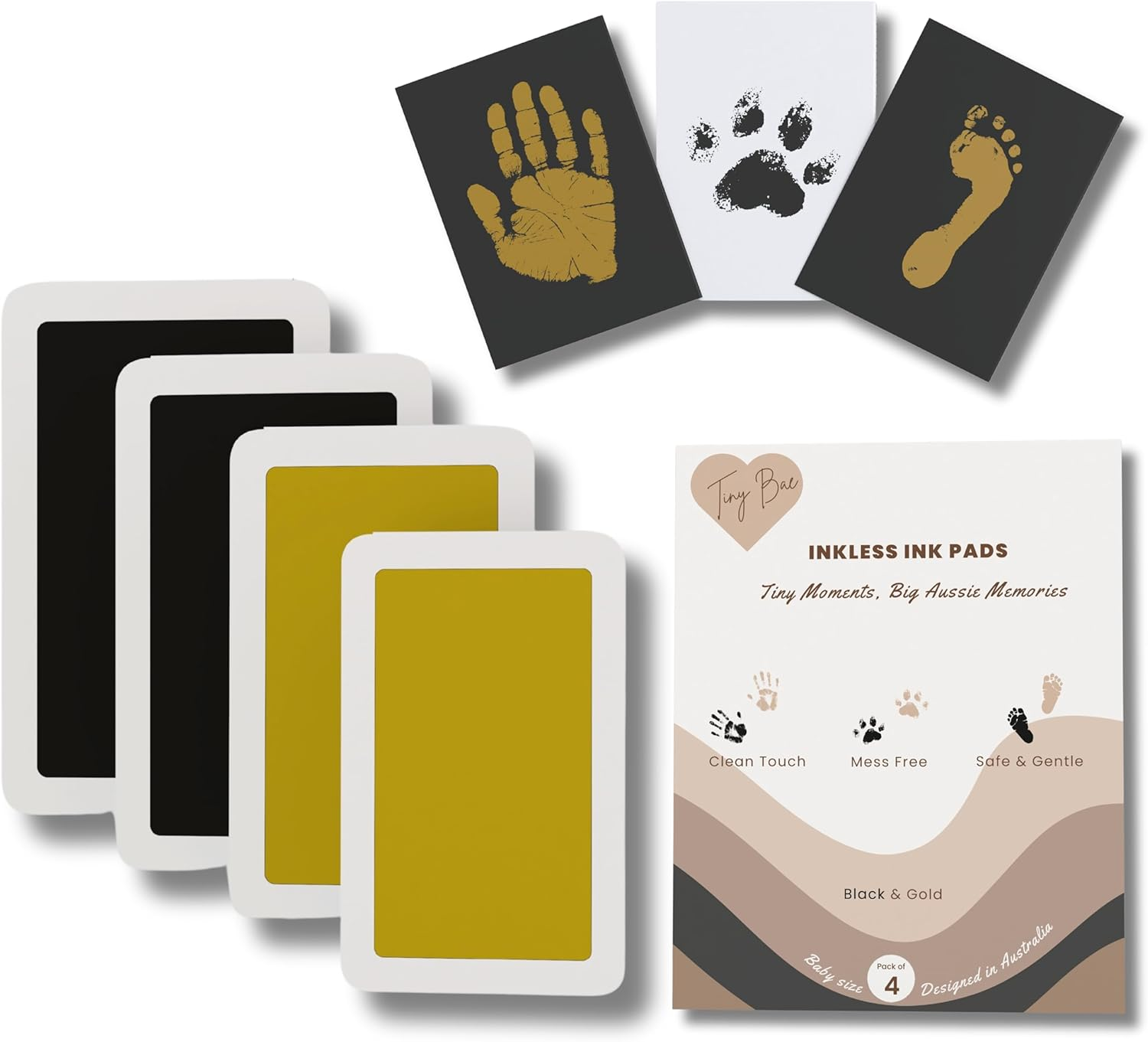 4-Pack Inkless Hand and Footprint Kit-Safe Ink Pad for New Born Baby Hand and Footprint Kit-Baby Essentials for Newborn-Baby Foot Print Kit-Pet Paw Print Kit-Mess Free Ink Pad for Cat Paw Dog Paw