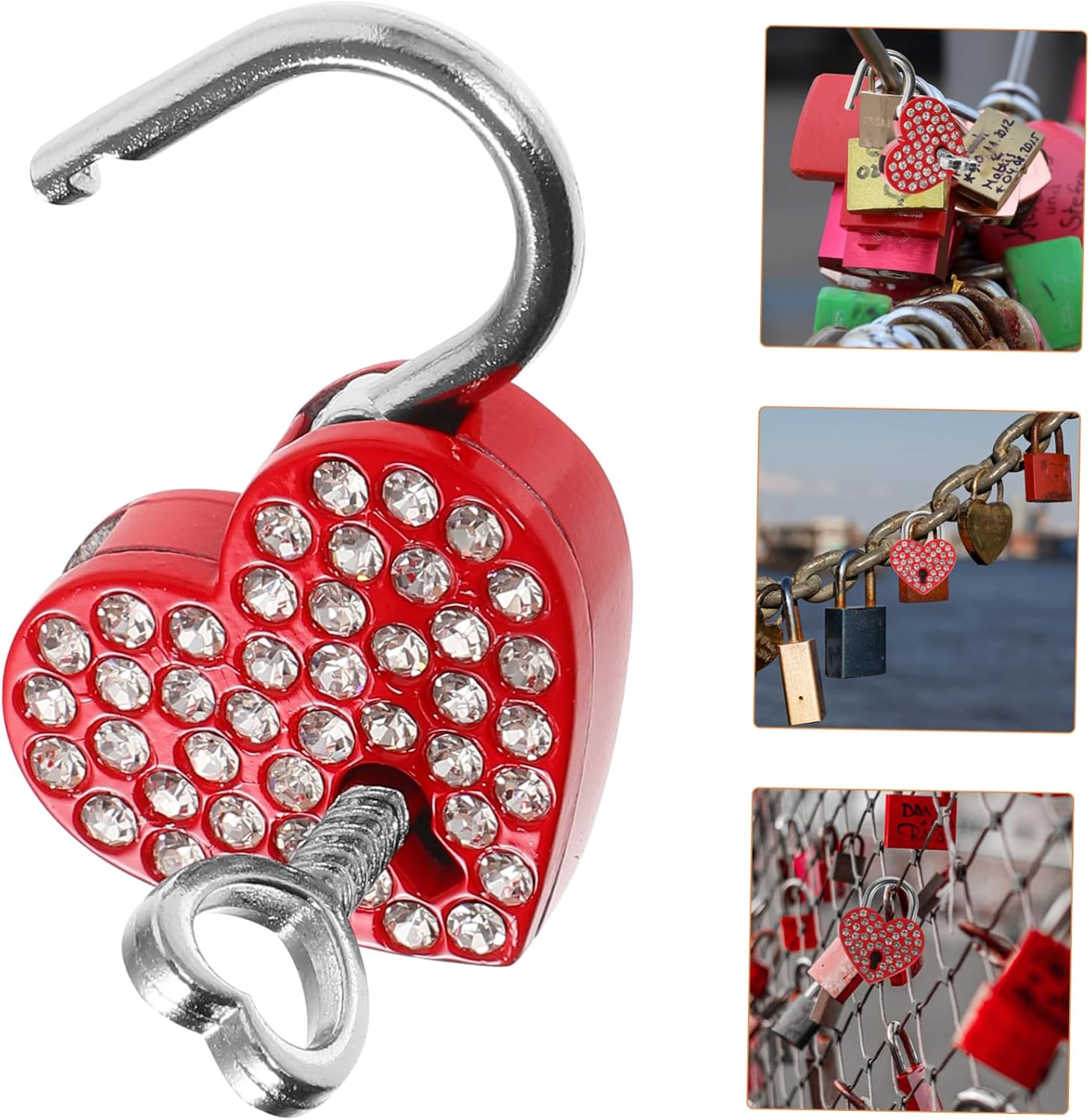 WHAMVOX 2Sets Heart Shaped Lock Keys Locks Small Padlock Couple Travel Padlocks for Luggage Suitcase and Backpack Locking image number 6