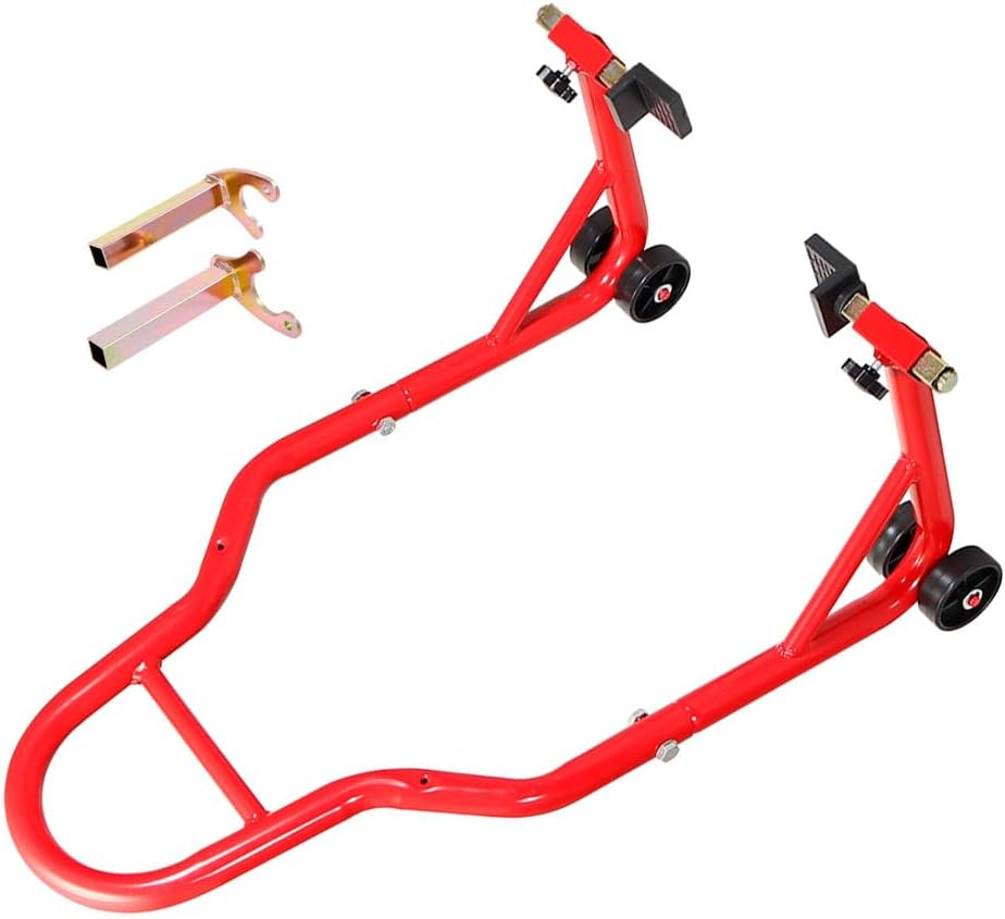 500KG Heavy-Duty Motorcycle Stand,Adjustable & Versatile Bike Stand with Moving Wheels,Paddock Rear Lift Carrier for Motorbikes, Suitable for Most Motorcycles(Red) image number 2