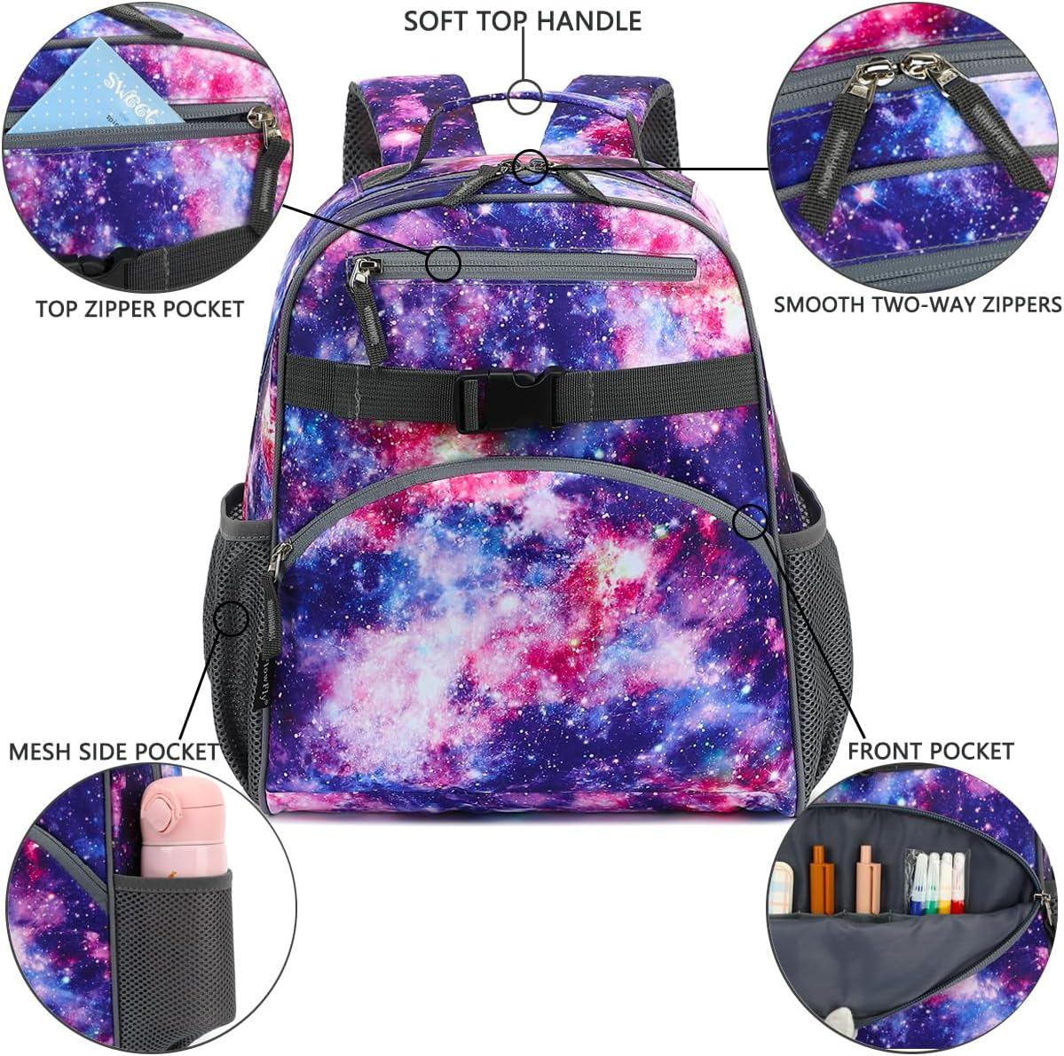 Flowfly Kids Backpack for Boys Girls, Simple Bookbag for Daycare Kindergarten School Travel, Small Modern Bag image number 2